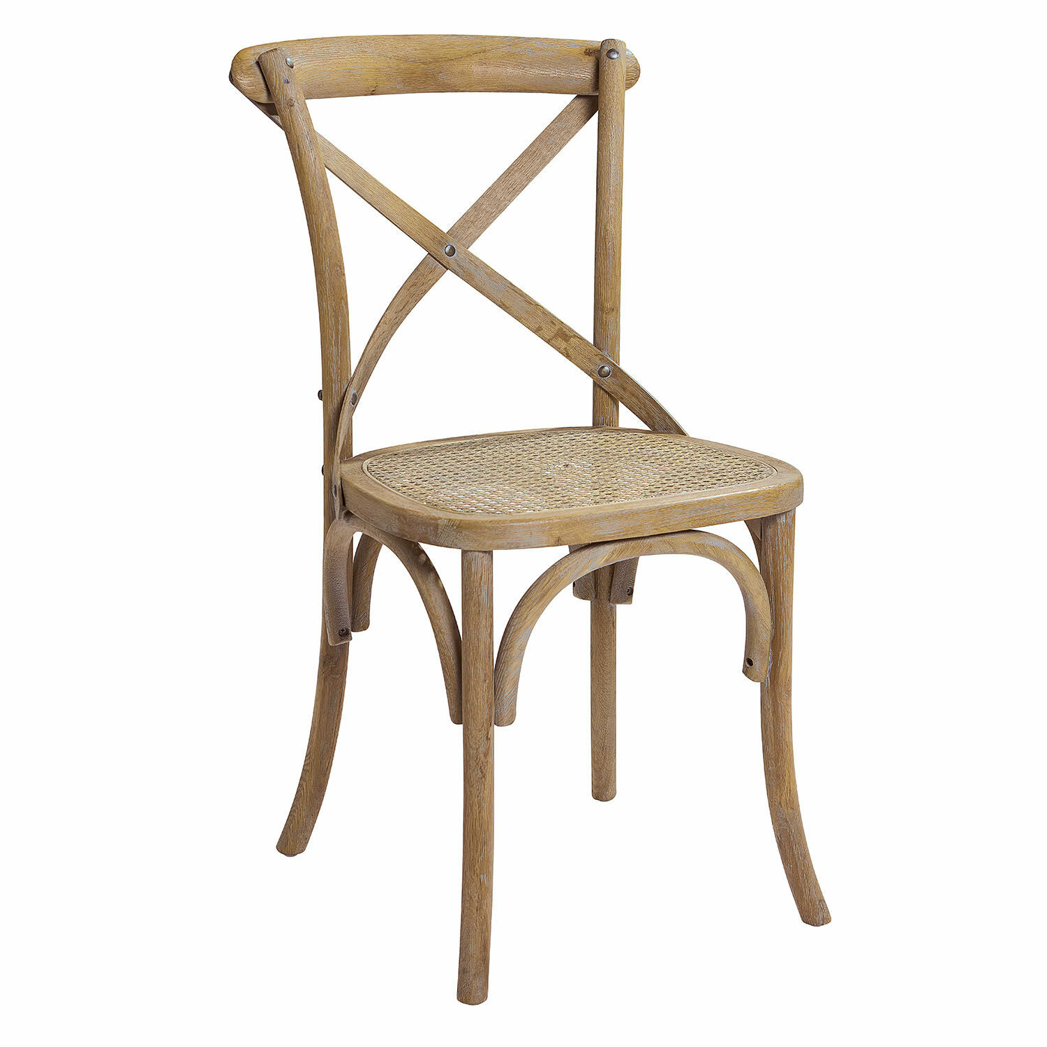 Stuhl Kary Stuhl aus Holz und Rattan in Naturfarbe mit X-förmiger Rückenlehne für das Esszimmer