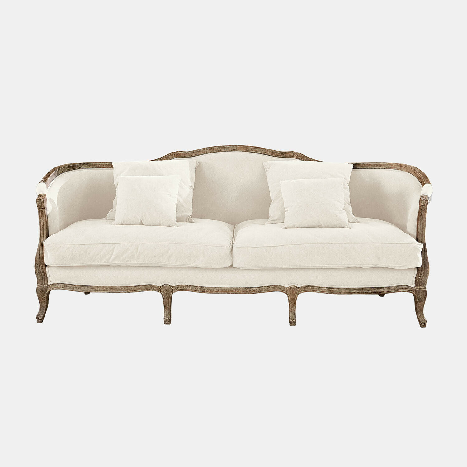 creme Cremiges Monneville-Sofa mit Holzrahmen und weichen Kissen für das Wohnzimmer