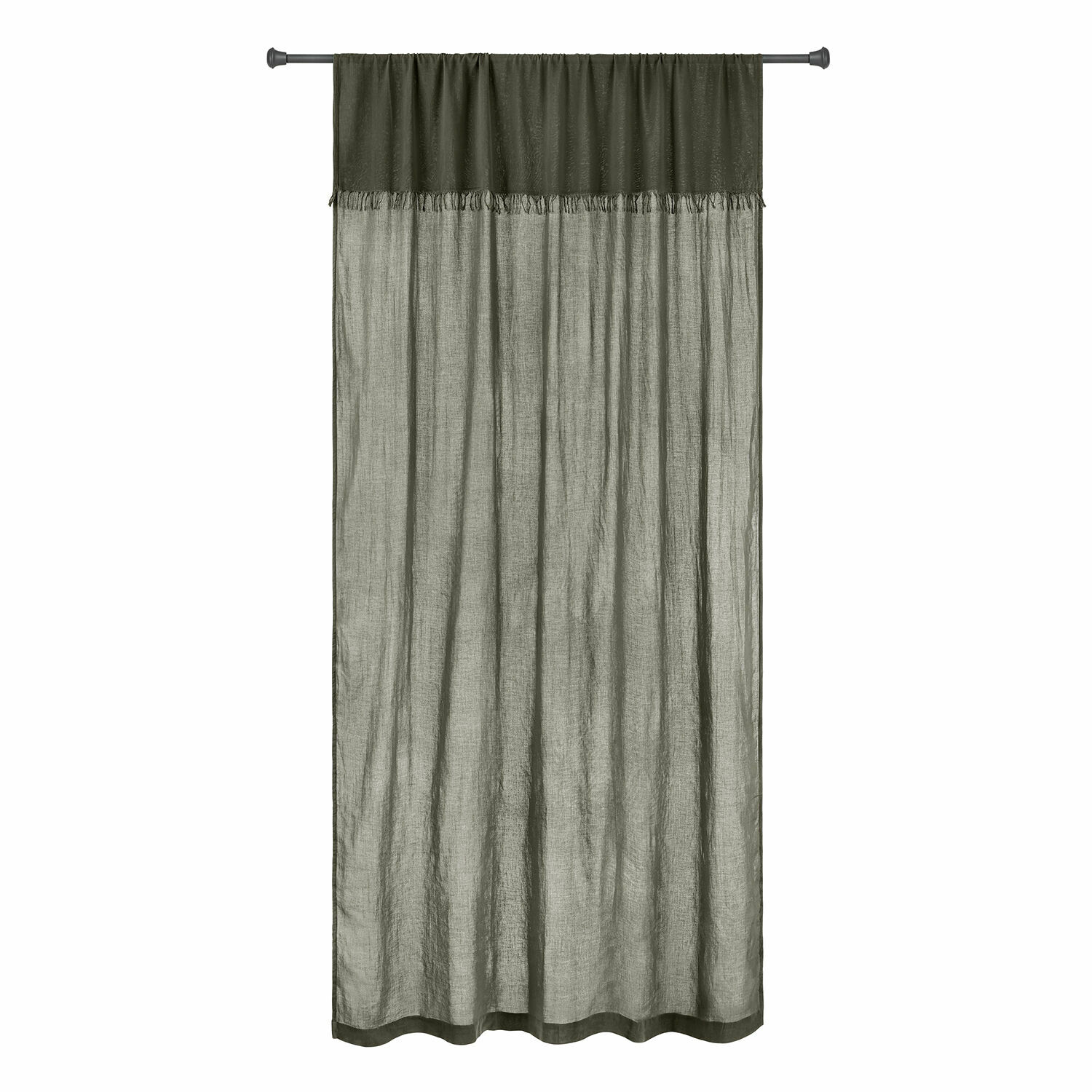 grau Grauer Dovinel-Vorhang aus leichtem Stoff mit Fransen, ideal für Fenster- und Raumdekoration.