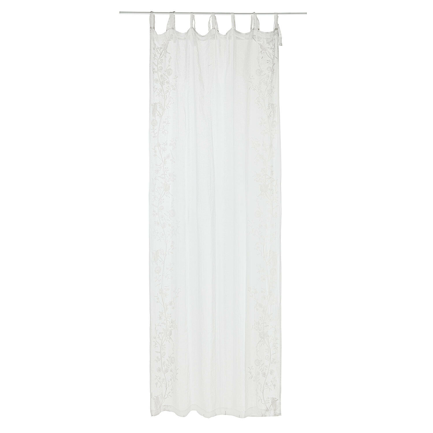 Gardine Douvaine Transparenter weisser Vorhang mit zartem Blumenmuster und Schlaufen zum Aufhängen