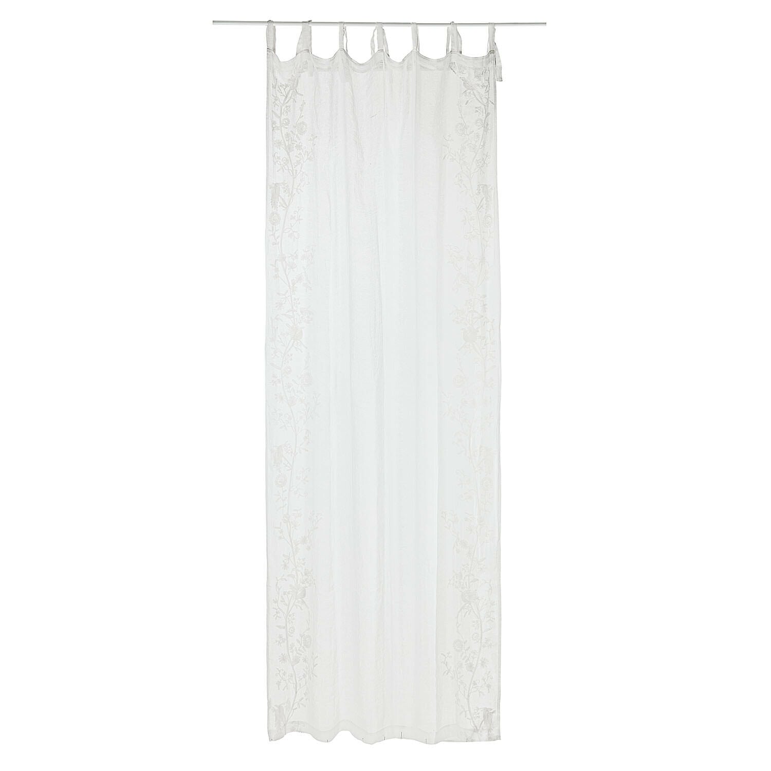 Gardine Douvaine Transparenter weisser Vorhang mit zartem Blumenmuster und Schlaufen zum Aufhängen