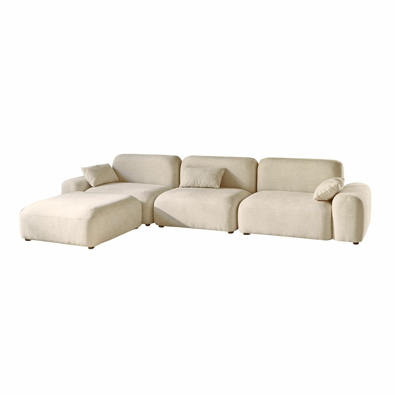 Sofa Marnivelle Beiges Stoff-Ecksofa mit Kissen, modernes modulares Sofa für das Wohnzimmer