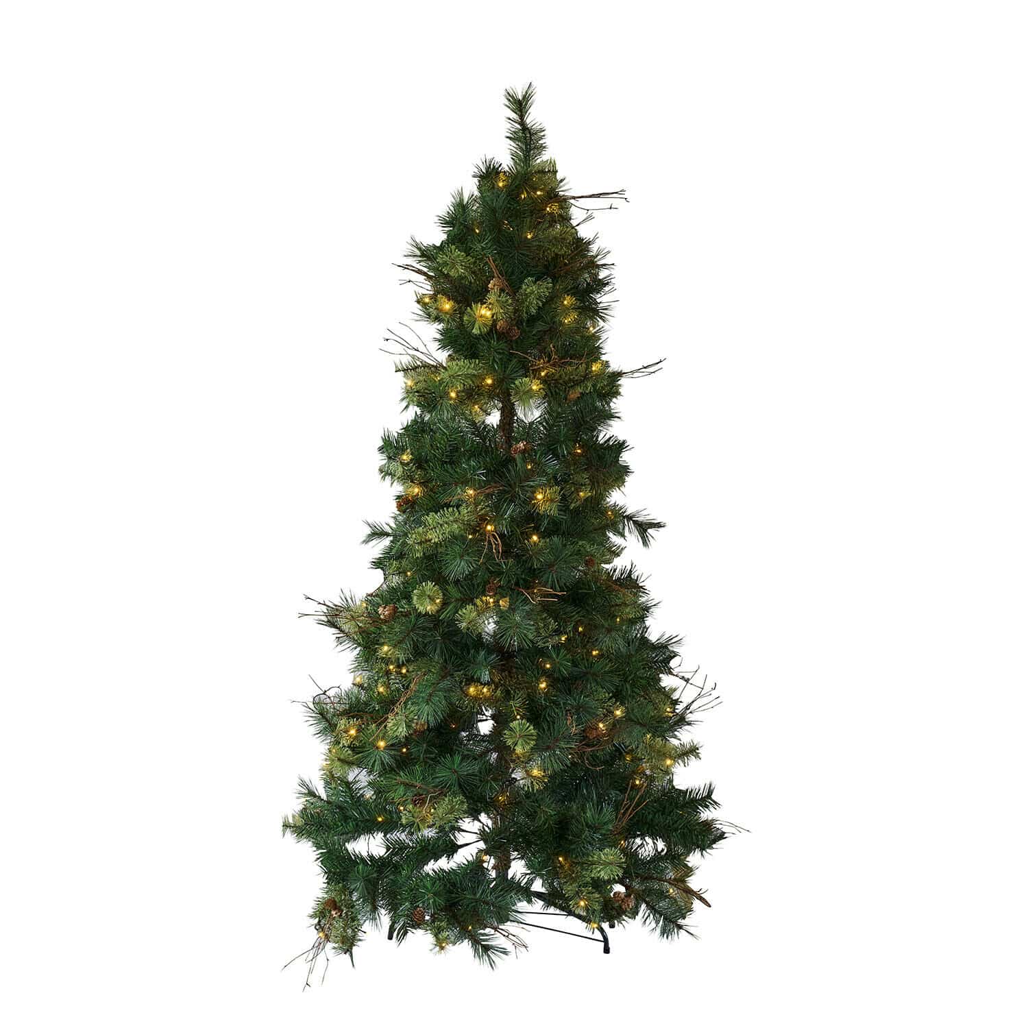 LED-Weihnachtsbaum Yundra Künstlicher grüner Weihnachtsbaum mit Nadeln und warmweißen LED-Lichtern, festliche Deko