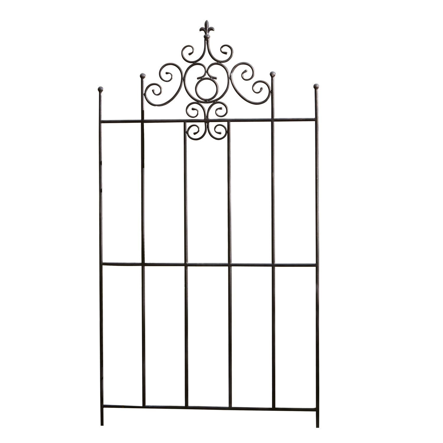 Rankgitter Sampigny Schwarzes Metall-Gartengitter mit dekorativen Verzierungen, ideal für Garten und Haus.
