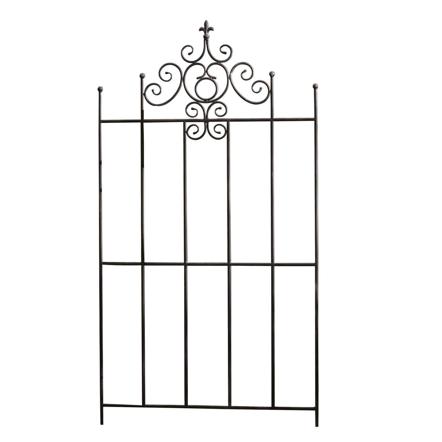 Rankgitter Sampigny Schwarzes Metall-Gartengitter mit dekorativen Verzierungen, ideal für Garten und Haus.