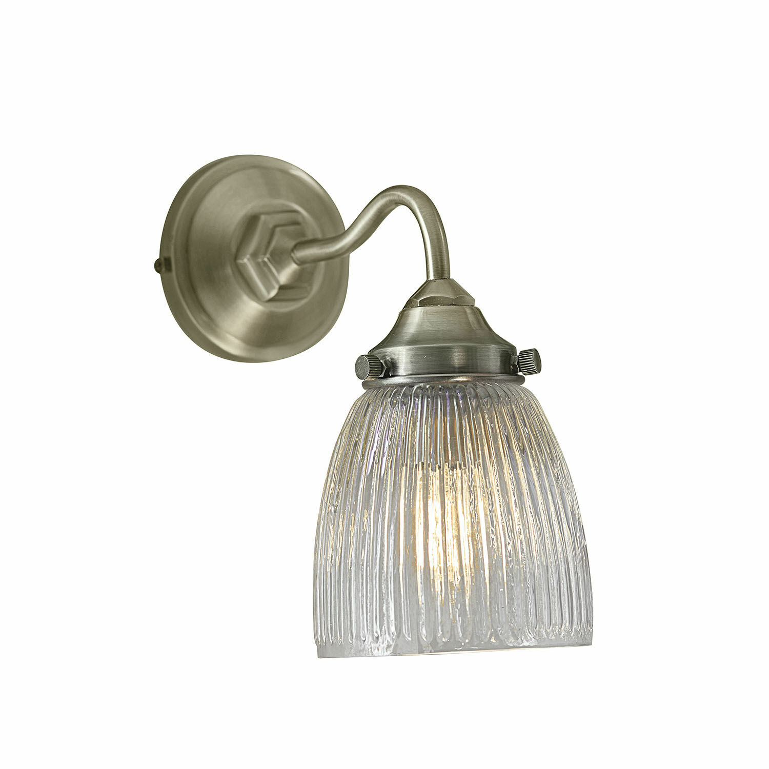 Wandlampe Tanaelva Wandleuchte aus Metall mit transparentem Glasschirm, modernes Innenraumlicht