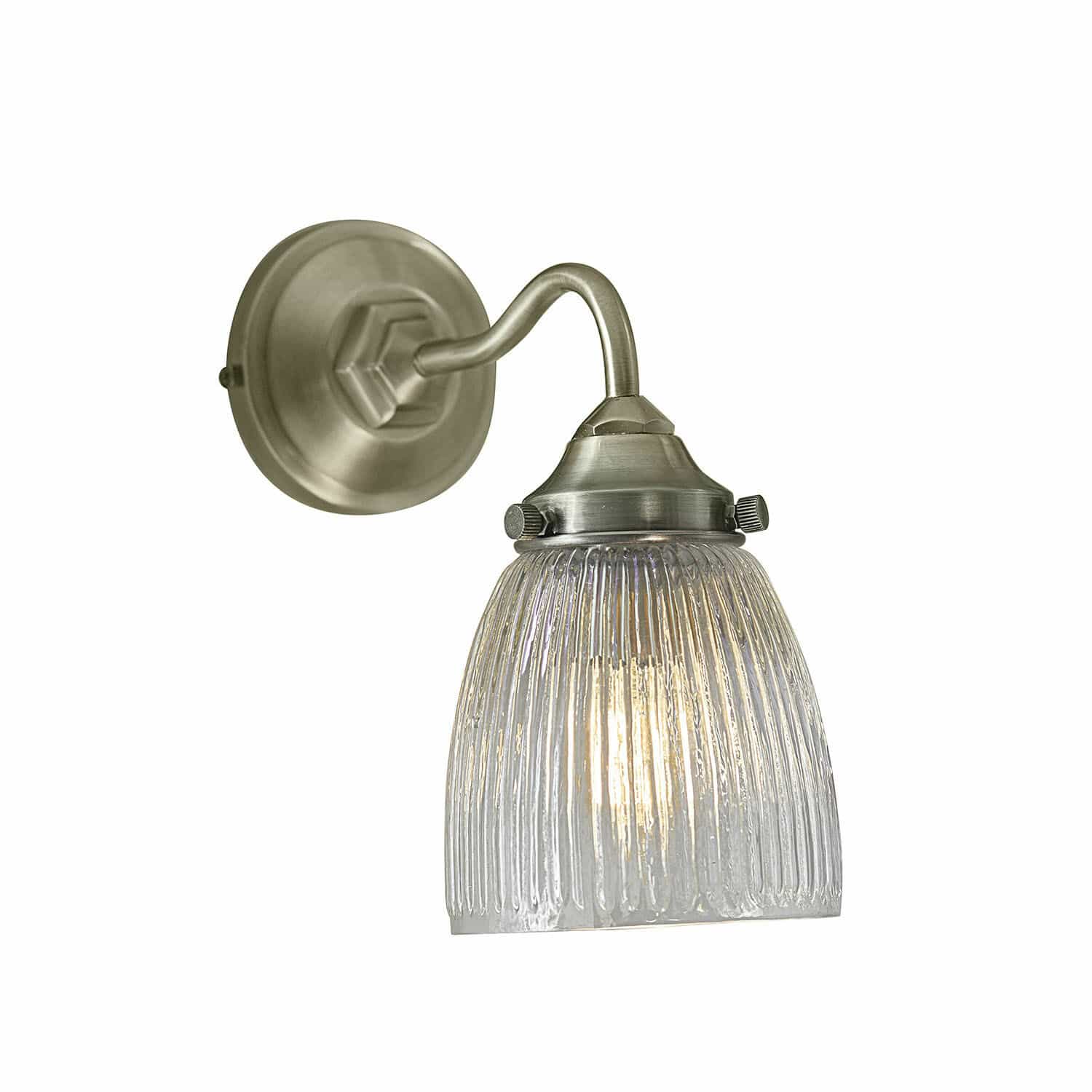 Wandlampe Tanaelva Wandleuchte aus Metall mit transparentem Glasschirm, modernes Innenraumlicht