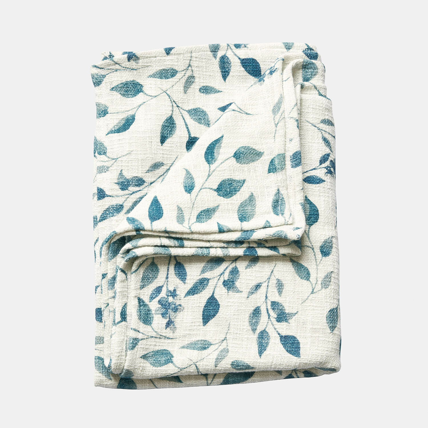 Plaid Ocevara Gefaltete weisse Decke mit blauem Blattmuster, weiches Material, dekorativer Heimtextilartikel