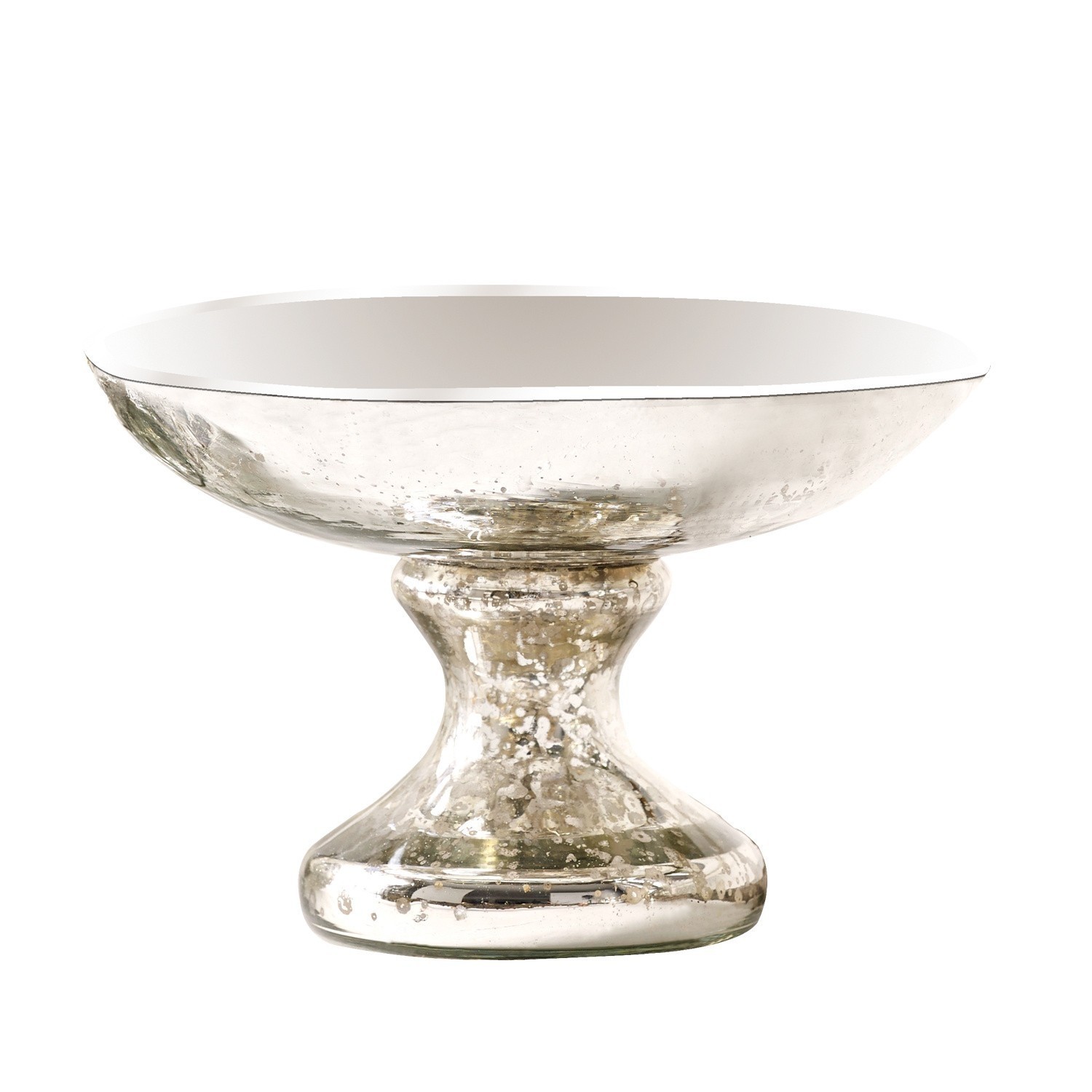 Schale Estelle Dekorative Glasschale auf Fuss in Silber, elegantes Wohnaccessoire für stilvolle Räume