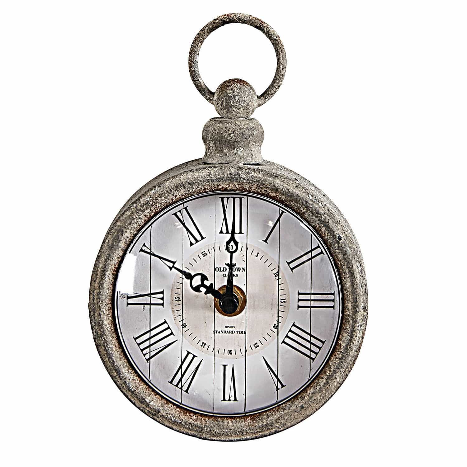 Uhr Vivacique Vintage-Wanduhr mit grauem Metallrahmen und römischen Ziffern im klassischen Design