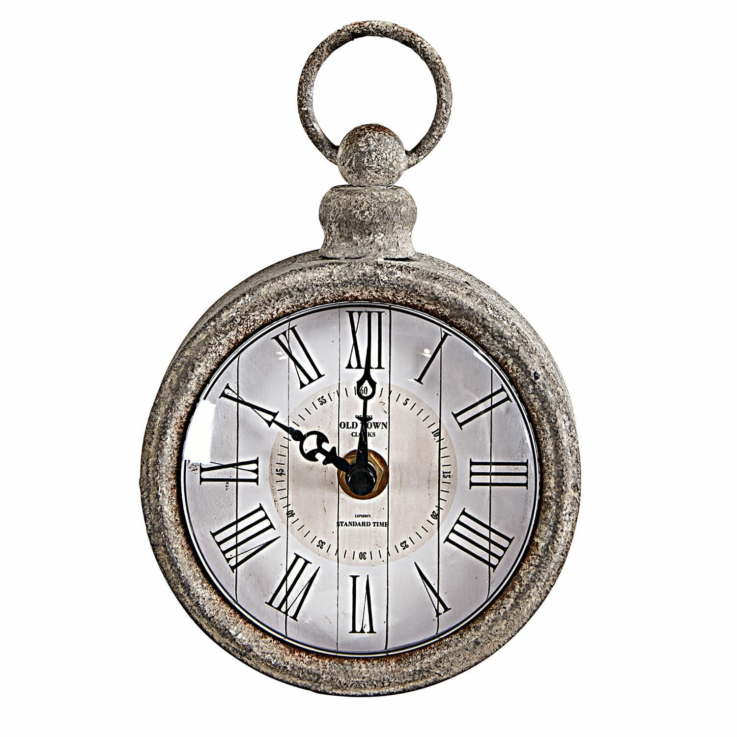 Uhr Vivacique Vintage-Wanduhr mit grauem Metallrahmen und römischen Ziffern im klassischen Design