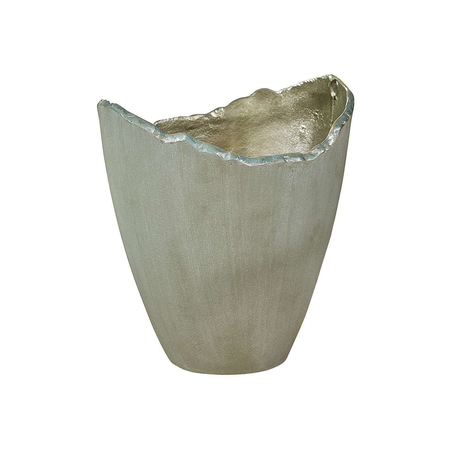 Vase Yasillo Dekorative Metallschale in Silber mit unregelmässigem Rand für stilvolle Wohnakzente