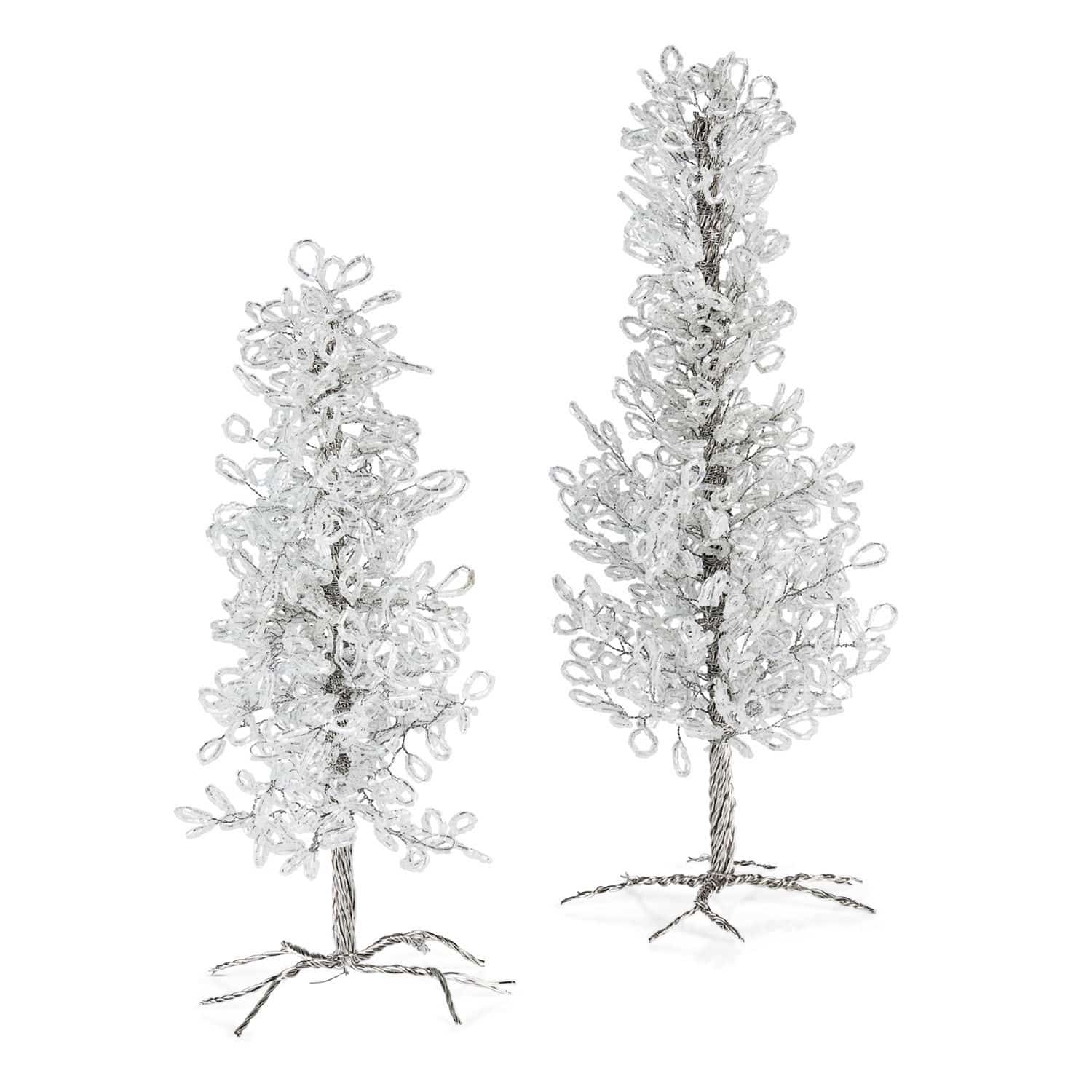 Deko-Bäume 2er Set Grenville Dekorative Bäumchen aus transparenten Perlen auf Metallfuss, festliche Weihnachtsdekoration