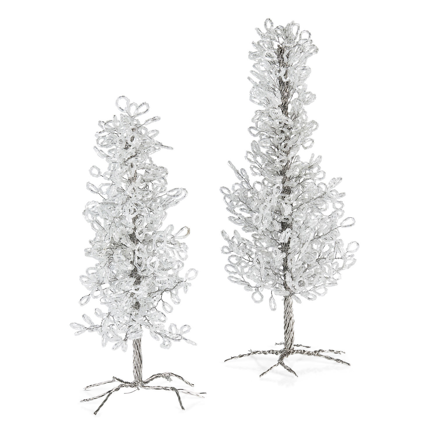 Deko-Bäume 2er Set Grenville Dekorative Bäumchen aus transparenten Perlen auf Metallfuss, festliche Weihnachtsdekoration
