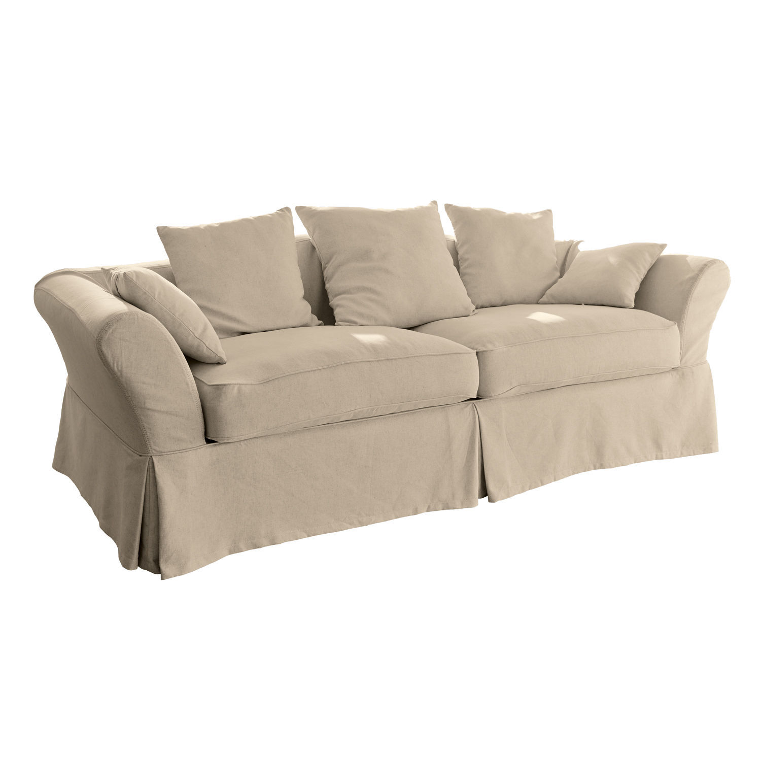 Sofa Worcester Beiges Stoffsofa mit Kissen, bequeme Couch fürs Wohnzimmer, Polstermöbel