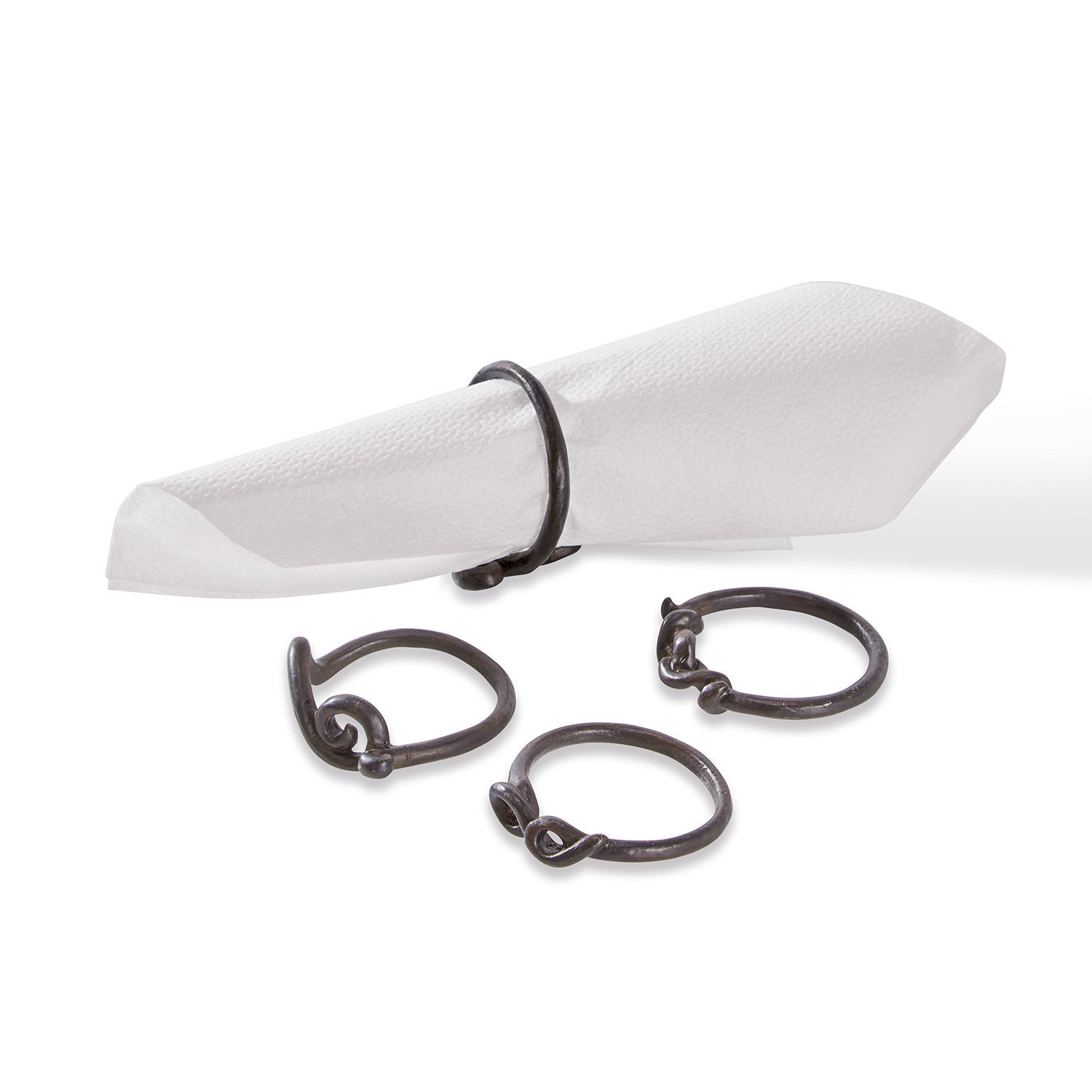 Serviettenring 4er Set Astor Set aus vier dunklen Metall-Serviettenringen zur stilvollen Tischdekoration