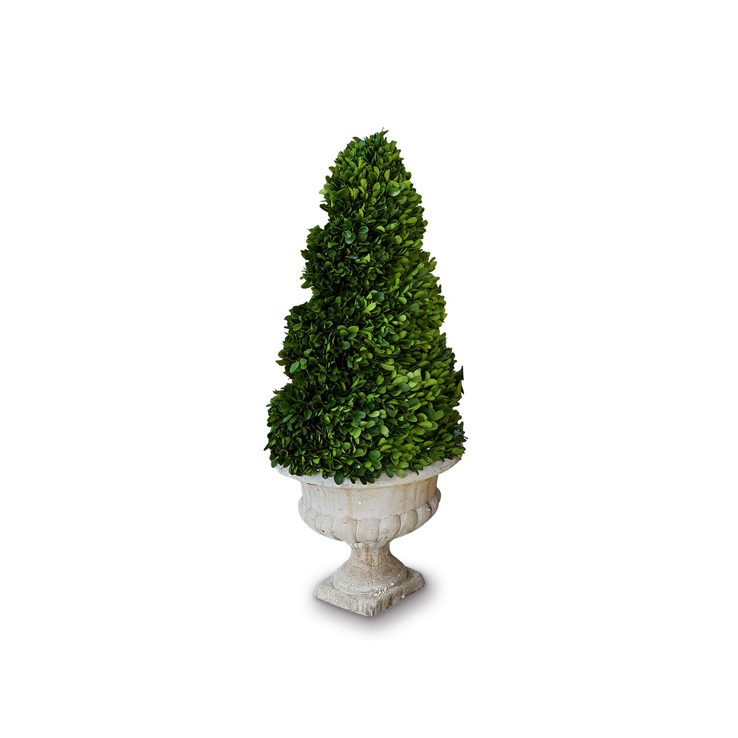 Deko-Baum Humbria Künstlicher Buchsbaum im weissen Steintopf als dekorativer Gartenschmuck für die Terrasse