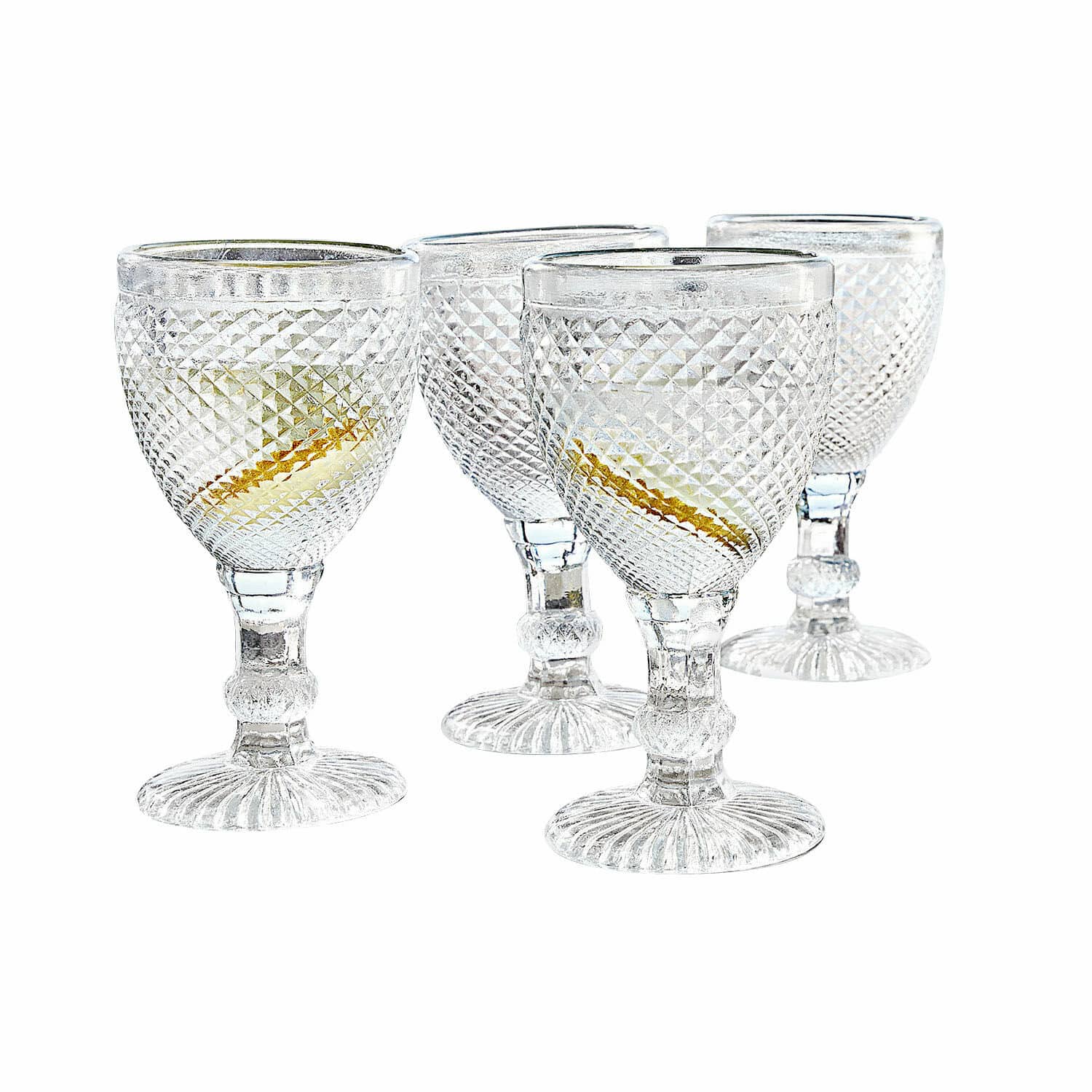 Glas 4er Set Santerre Set aus vier transparenten Gläsern mit Reliefmuster, elegantes Trinkglas aus Glas