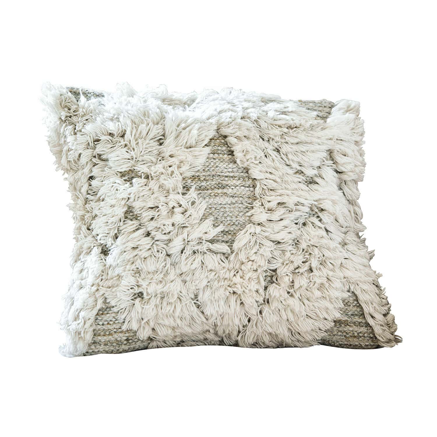 In-& Outdoorkissenhülle Meagan Dekoratives Baumwollkissen in Creme mit flauschigem Muster und Struktur für das Wohnzimmer