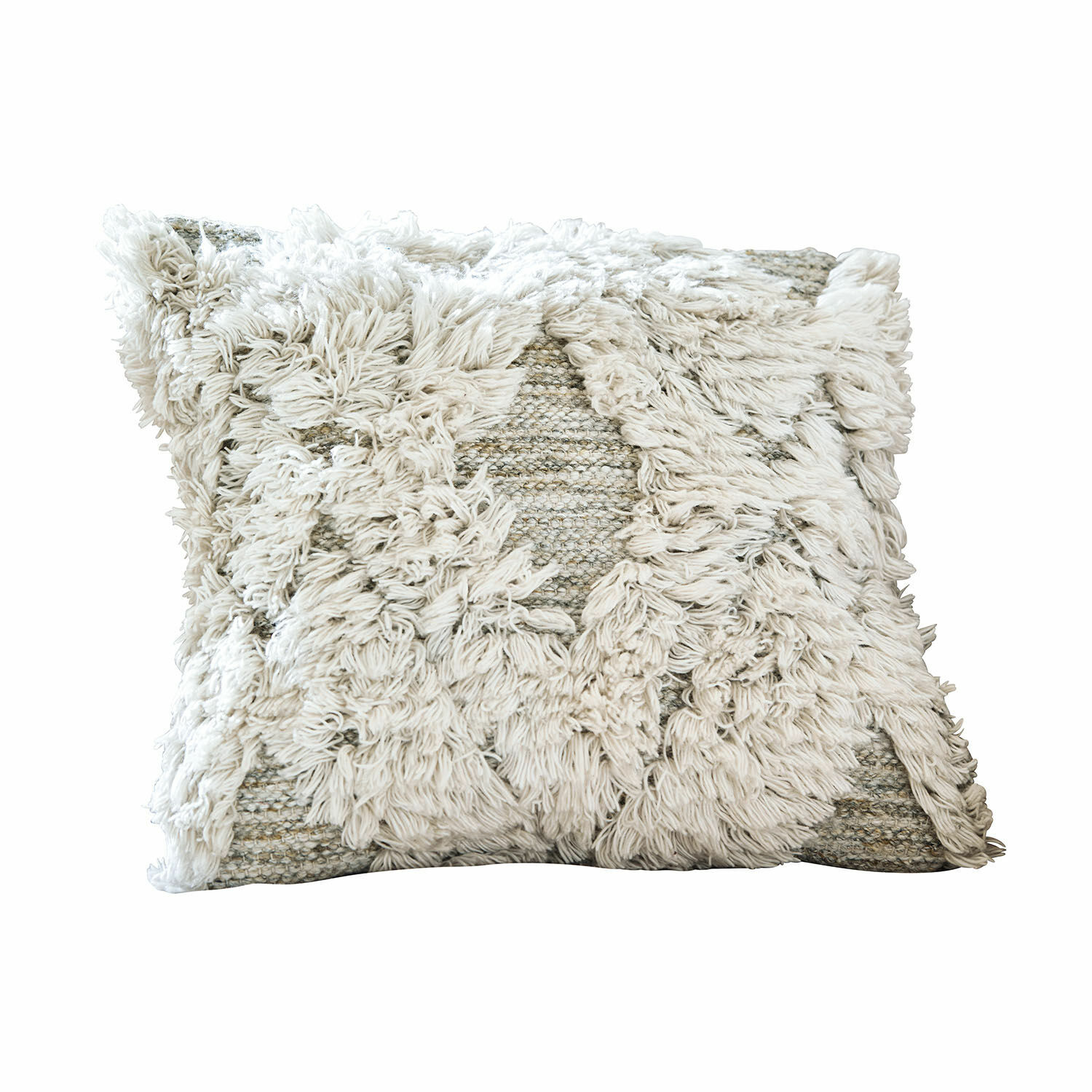 In-& Outdoorkissenhülle Meagan Dekoratives Baumwollkissen in Creme mit flauschigem Muster und Struktur für das Wohnzimmer