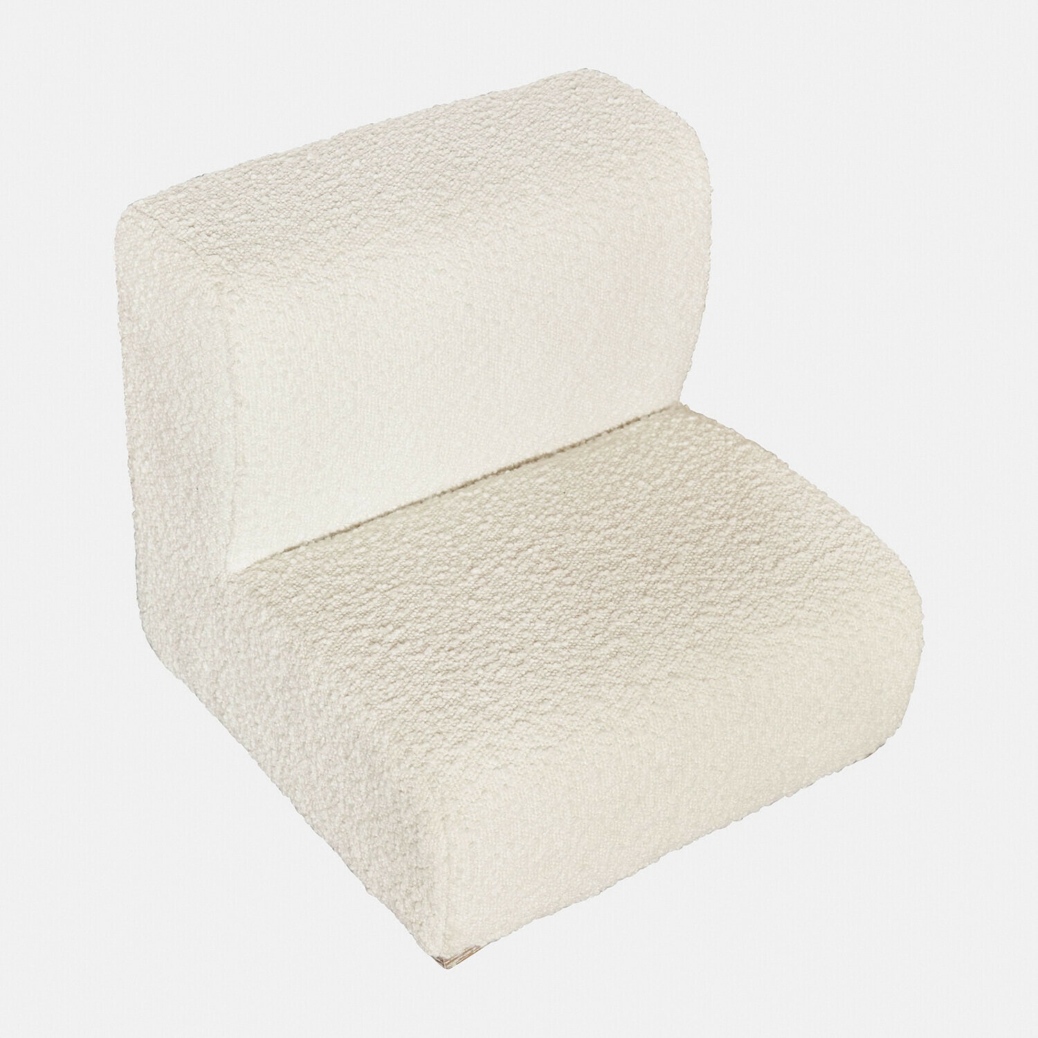 Weißer modularer Sessel aus weichem Bouclé-Stoff, modernes Wohnzimmerdesign