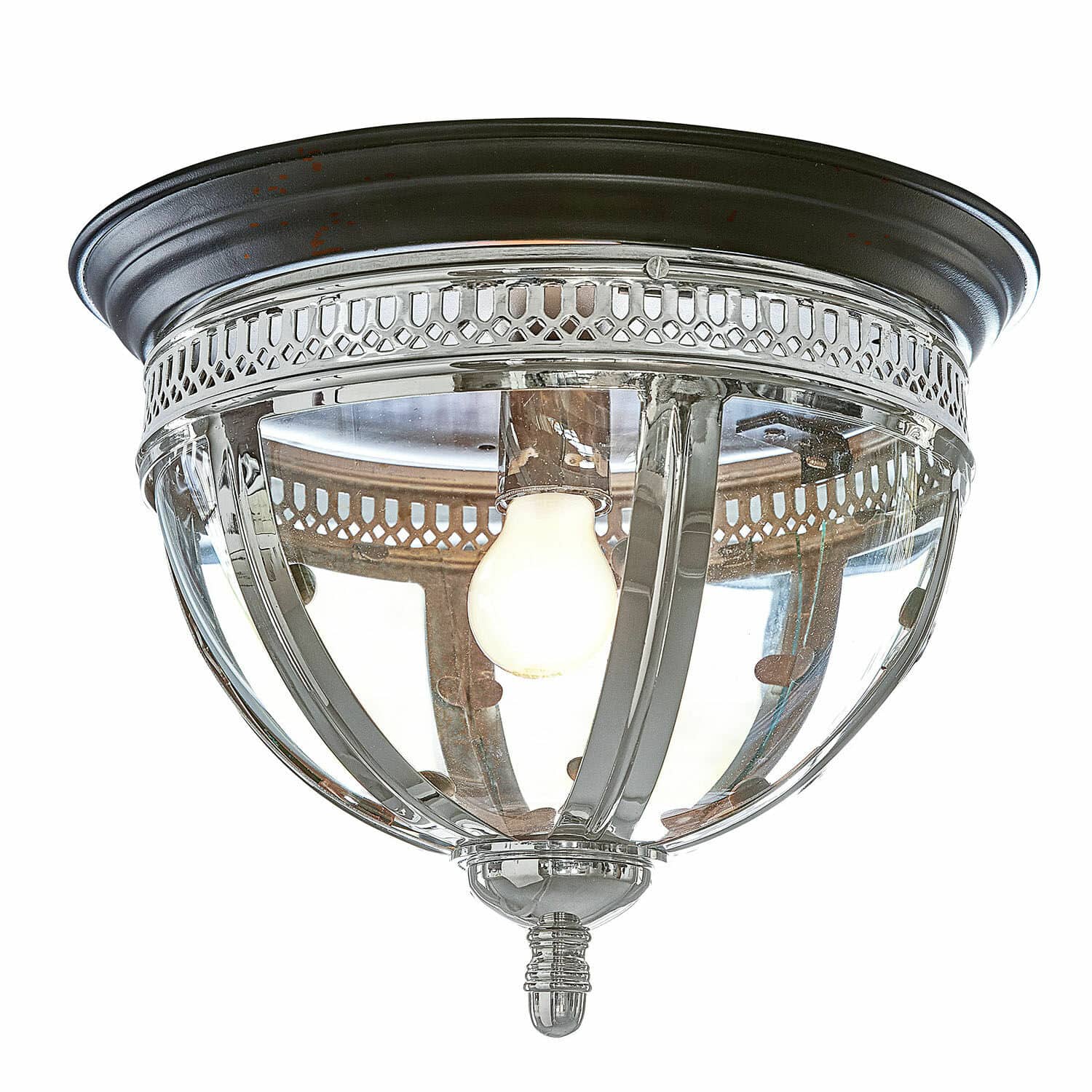 Wand- & Deckenlampe Toole Klassische Deckenleuchte aus Metall und Glas in Schwarz und Silber für stilvolle Innenbeleuchtung.