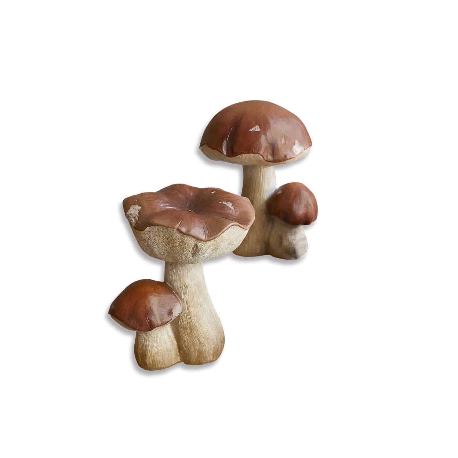 Deko-Pilz 2er Set Beenie Dekorative Pilze aus Kunststoff in Braun-Beige für Wohn- und Gartendekorationen