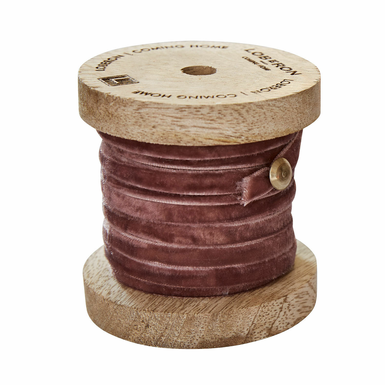 rosa Rosa Samtband auf Holzspule, ideal für Dekoration und Bastelarbeiten