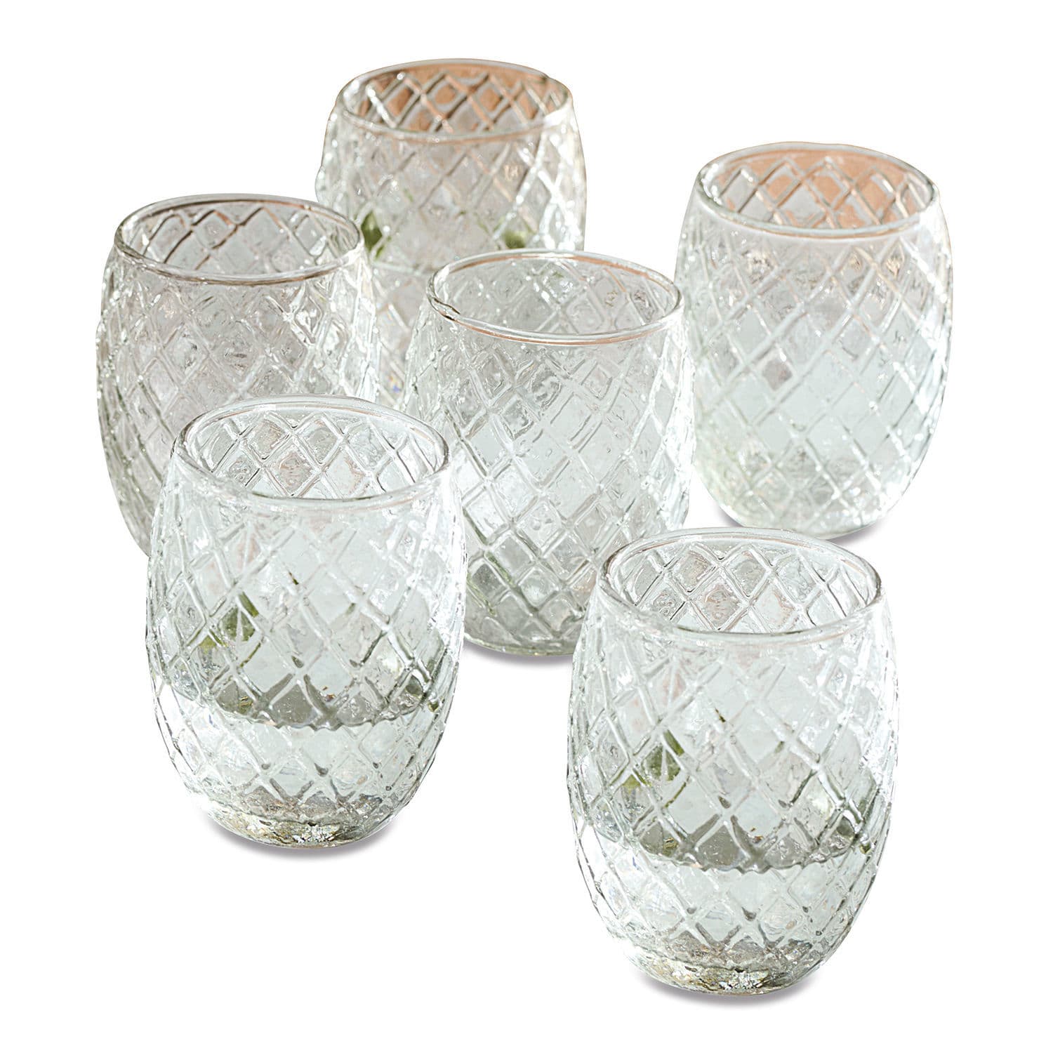 Glas 6er Set Corrofin Sechsteiliges Set aus transparenten Gläsern mit Rautenmuster, dekoratives und praktisches Trinkglas.