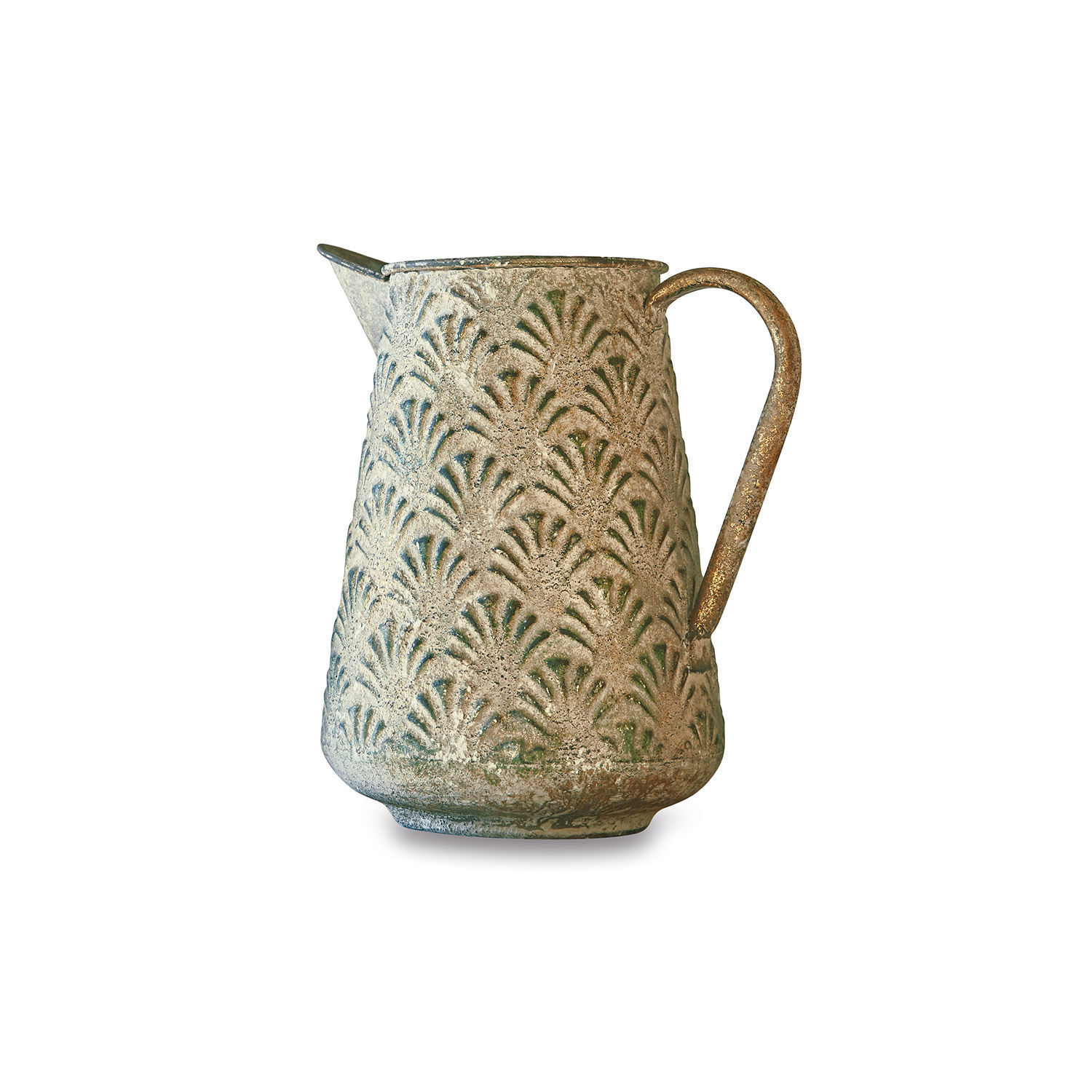 Keramikkrug mit grünem Muster und braunem Griff, dekorative Vase für zu Hause