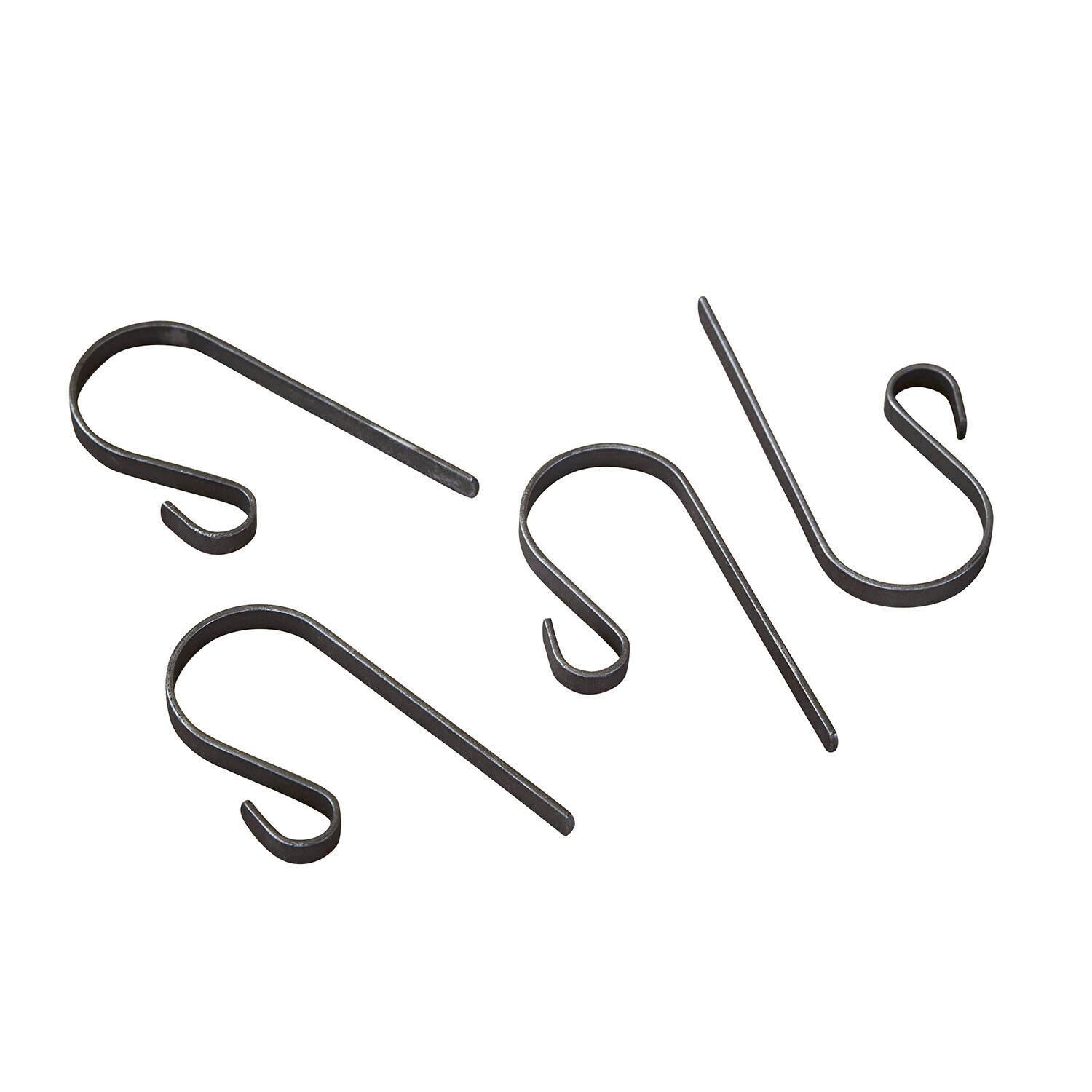 Set mit vier schwarzen Metallhaken zum Aufhängen, robuste Haushalts- und Gartenzubehör