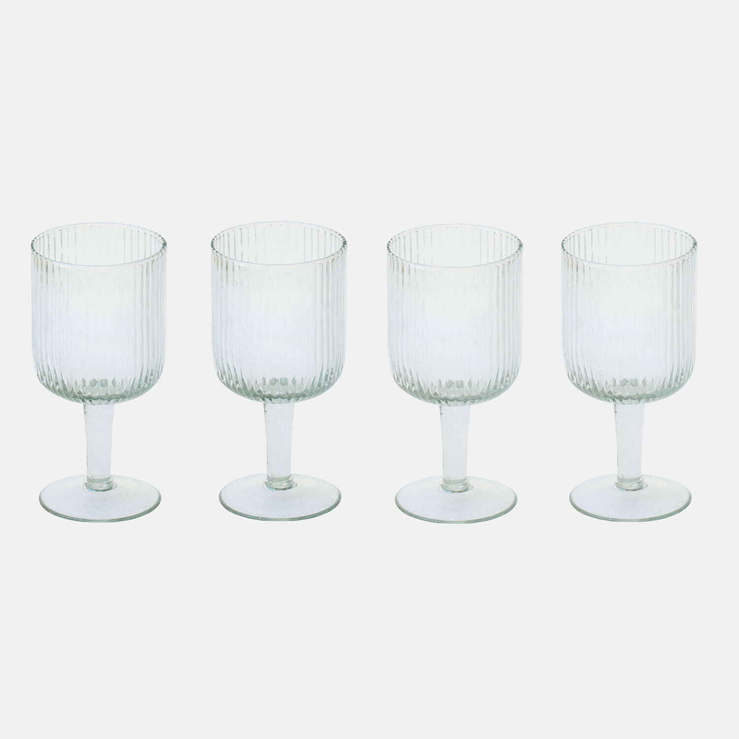 Glas 4er Set Caleza Set mit vier transparenten Gläsern mit Fuss und vertikaler Rillenstruktur, Trinkglas