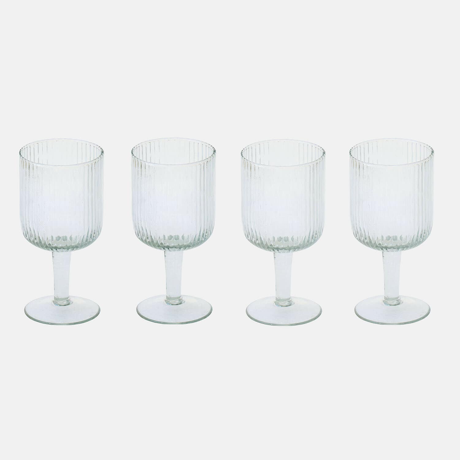 Glas 4er Set Caleza Set mit vier transparenten Gläsern mit Fuss und vertikaler Rillenstruktur, Trinkglas
