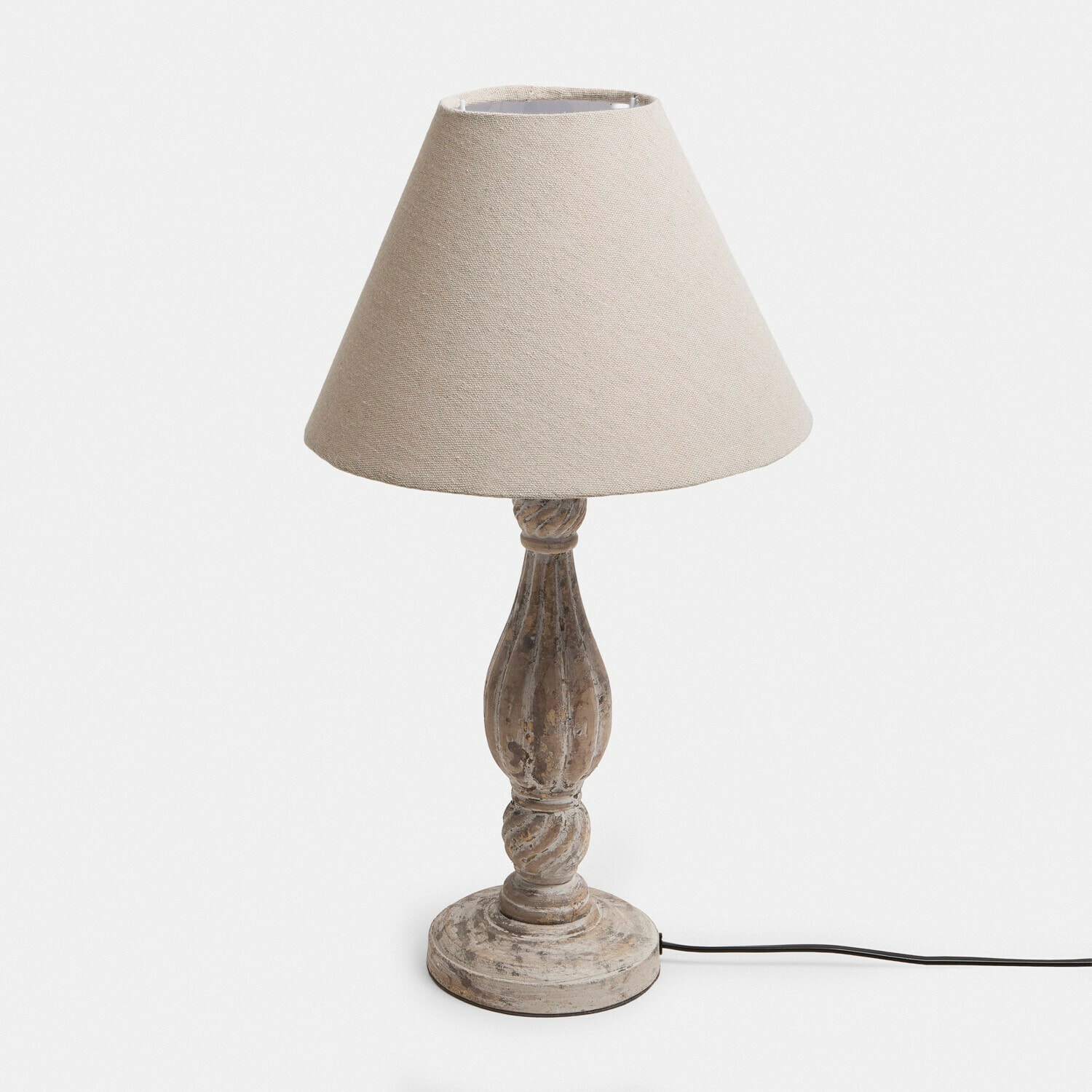 Tischlampe Saveraux Tischlampe mit beigem Lampenschirm und antikem Holzsockel für Wohnraumgestaltung
