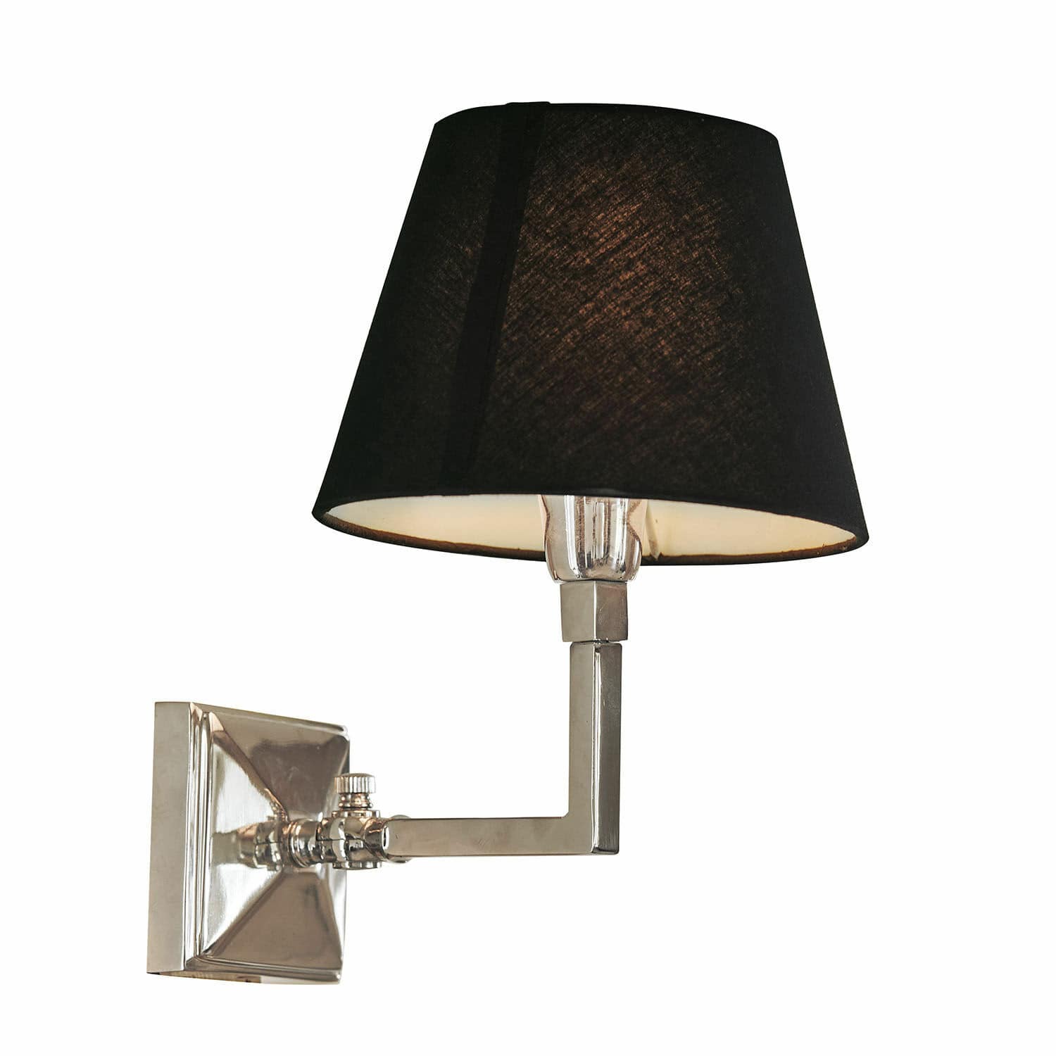 Wandlampe St. Clair Wandleuchte mit Metallfuss und schwarzem Lampenschirm, modernes Wohnzimmerlicht