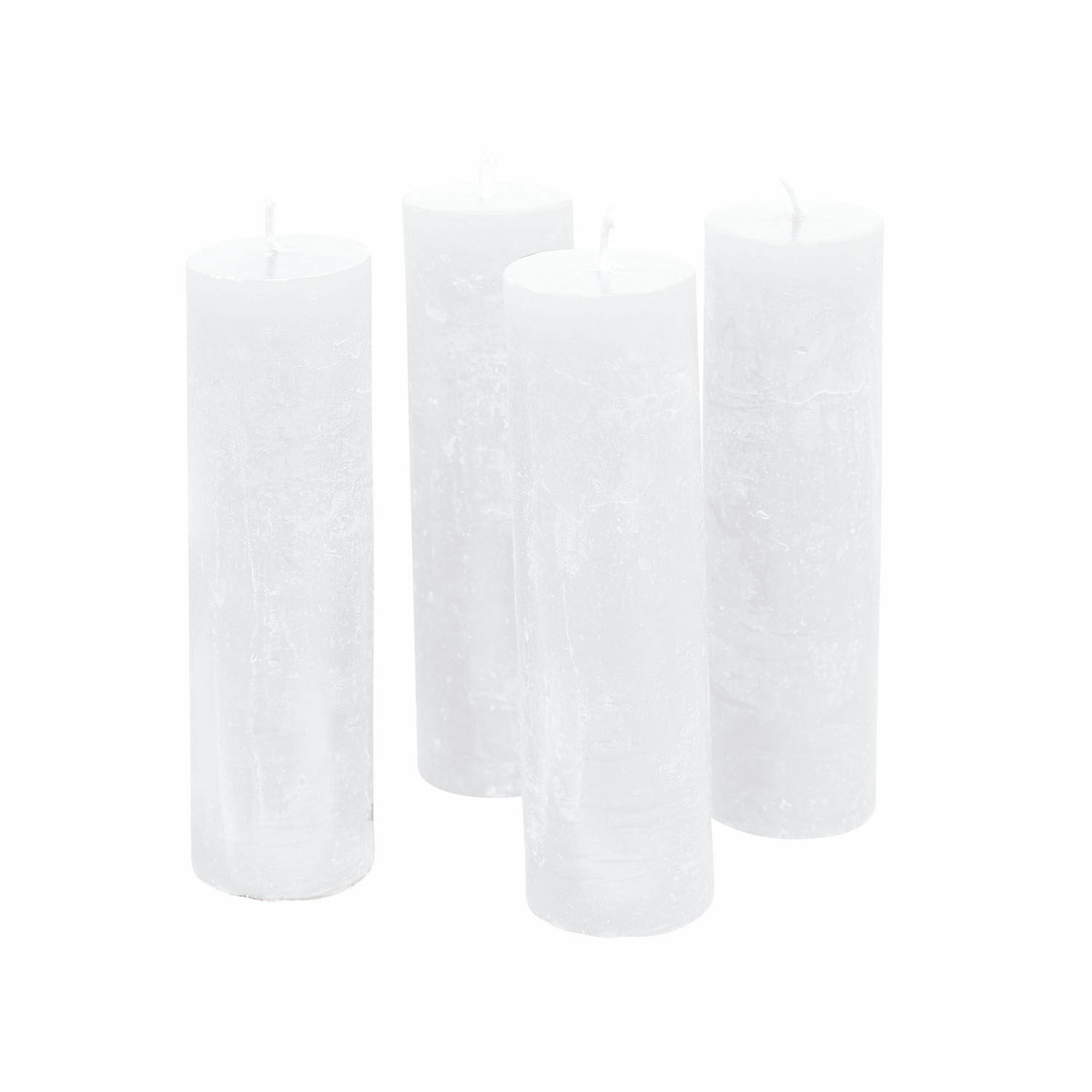 Kerze 4er Set Muriel Set aus vier weissen Stumpenkerzen aus Wachs für Dekoration und gemütliche Atmosphäre