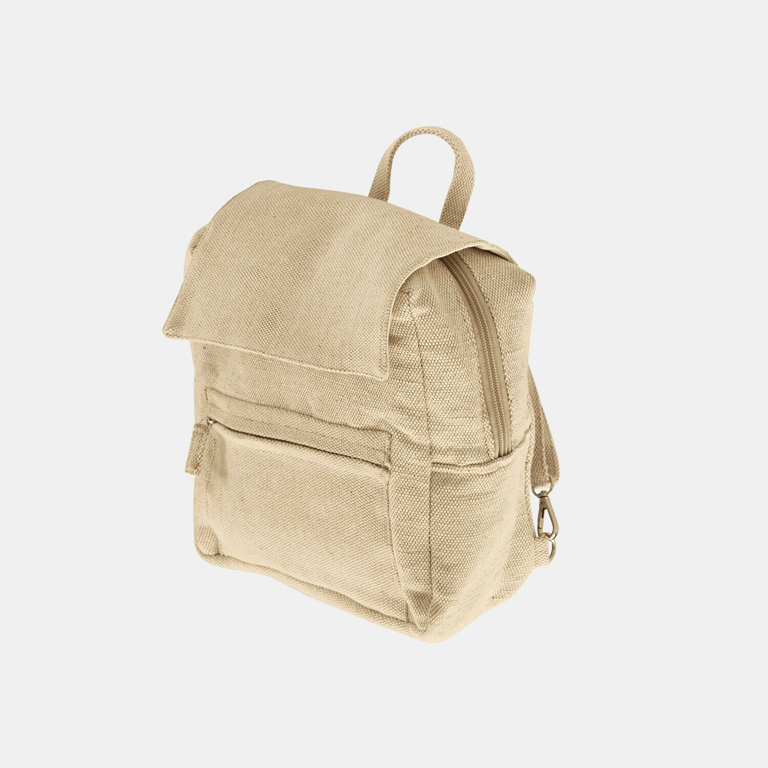 Kühlrucksack Pawera Beiger Stoffrucksack mit Klappe und Fronttasche, leichter und praktischer Begleiter im Alltag