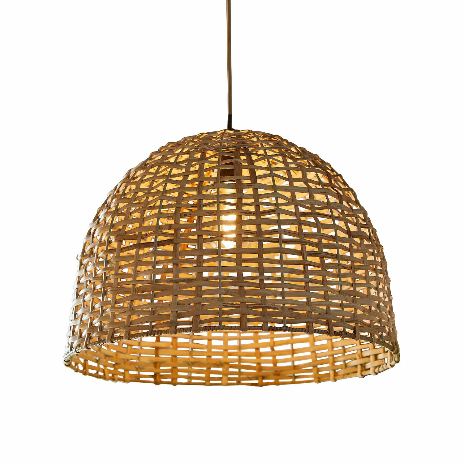 Hängelampe Tiquinal Hängeleuchte aus geflochtenem Rattan in Naturfarbe, stilvolle Deckenleuchte für das Wohnzimmer