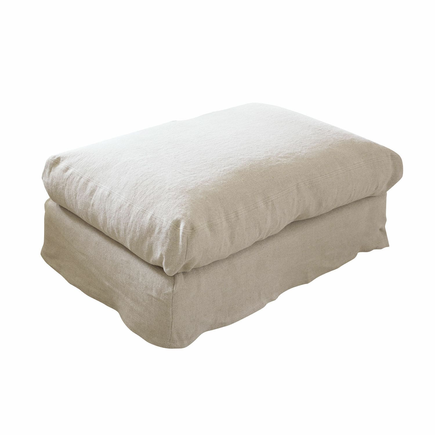 Beiger Hocker Vantoux aus weichem Stoff, bequemer Sitz für Wohnzimmer und Entspannung.