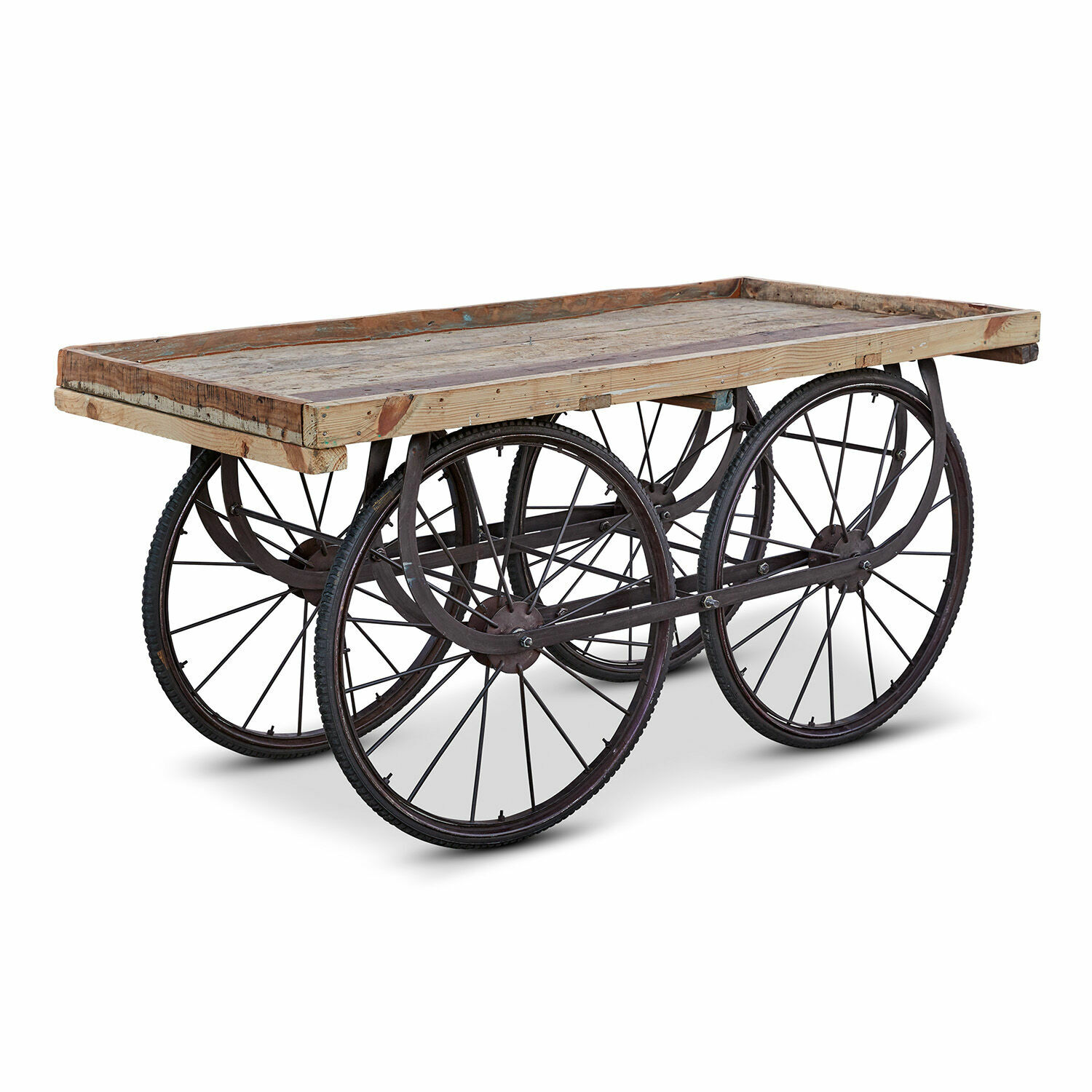 Servierwagen Annabel Vintage-Beistelltisch aus Holz und Metall auf Rollen, ideal für industrielle Wohnraumgestaltung