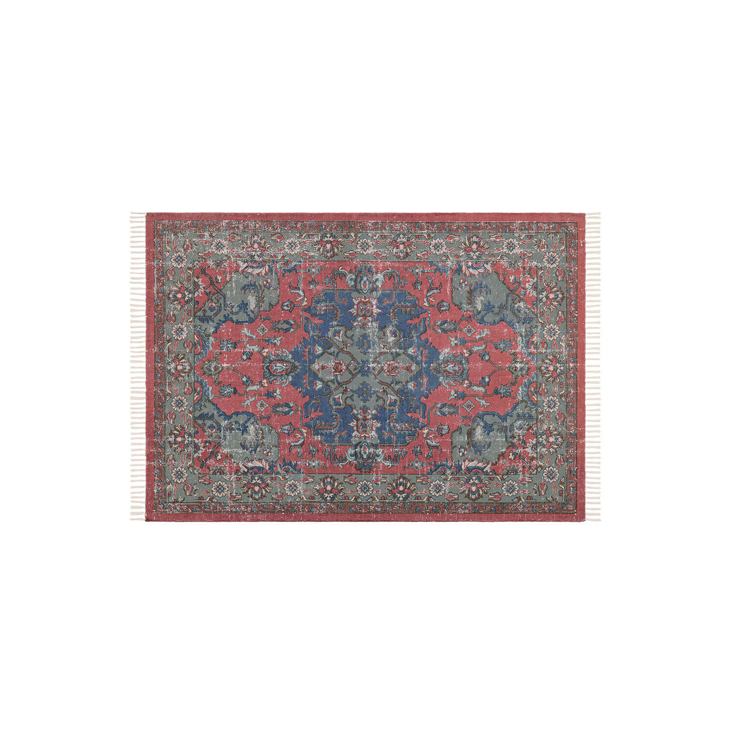 Teppich Southampton Orientalischer Teppich in Rot, Blau und Grün mit Fransen, dekorativ und stilvoll für Wohnräume