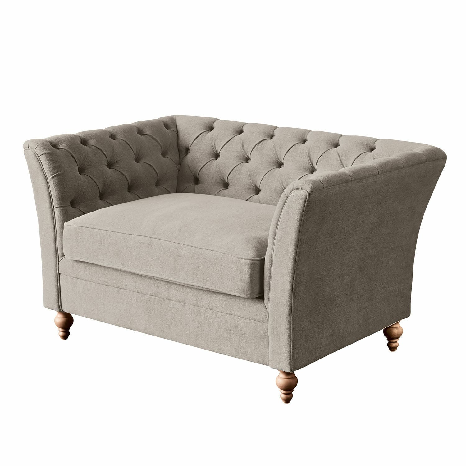 Sofa Clères Grau gepolstertes Sofa mit gesteppter Rückenlehne und Holzbeinen, bequemes Wohnzimmermöbel