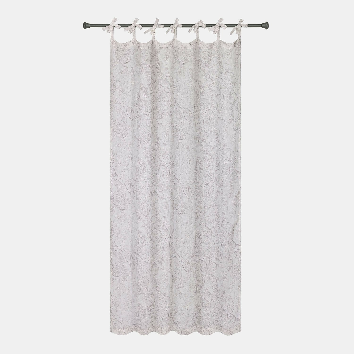 Transparenter Vorhang mit feinem Paisley-Muster in Grau, leichter Stoff für Fensterdekoration