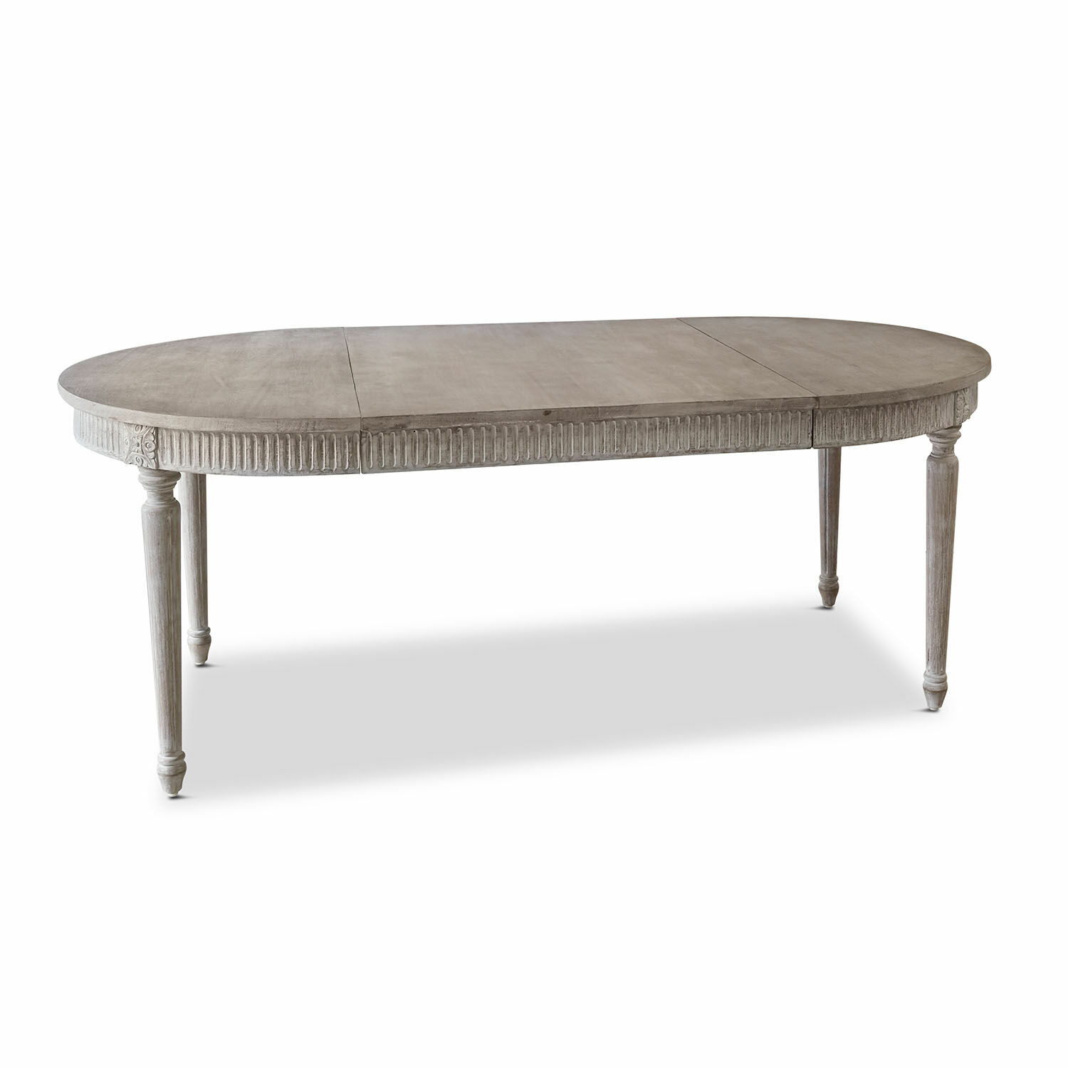 Tisch Cienegas Ovaler Holztisch in Grau mit dekorativen Beinen im Vintage-Stil für das Esszimmer