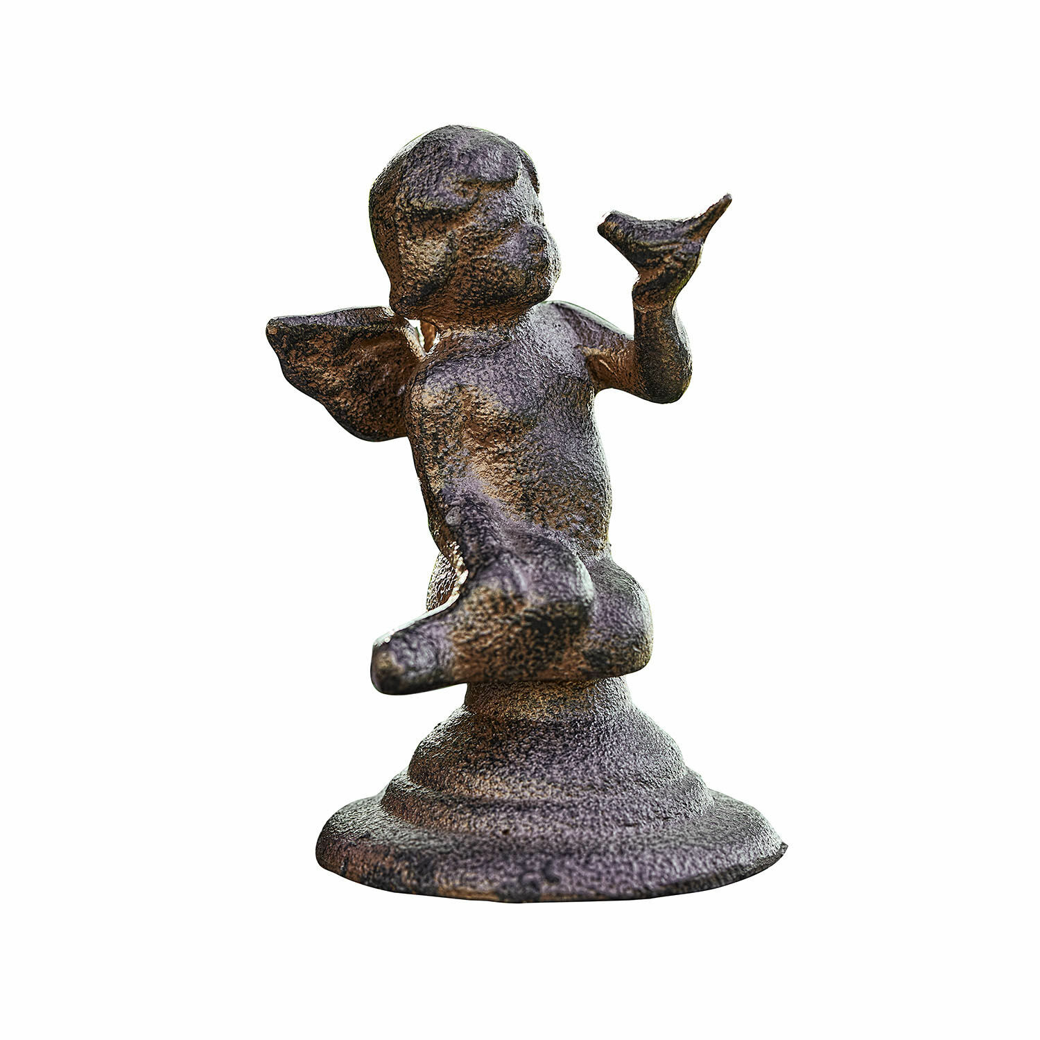 Deko-Engel Zaliora Bronzefarbene Metallfigur eines Engels, dekoratives Garten- oder Wohnaccessoire