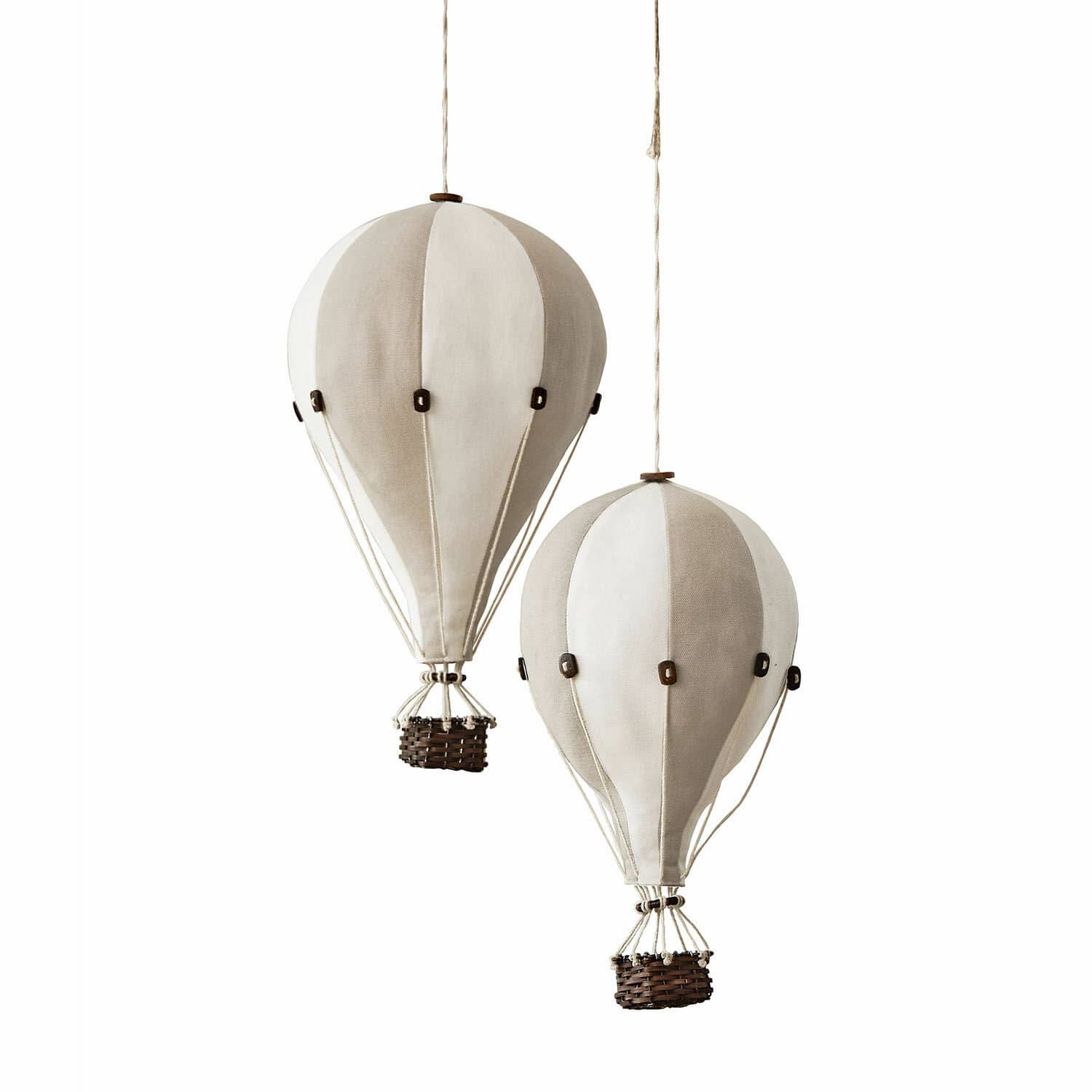 Deko-Heissluftballon 2er Set Merrybean Dekorative Heissluftballons aus Stoff in Beige-Weiss zum Aufhängen als Wohnaccessoire