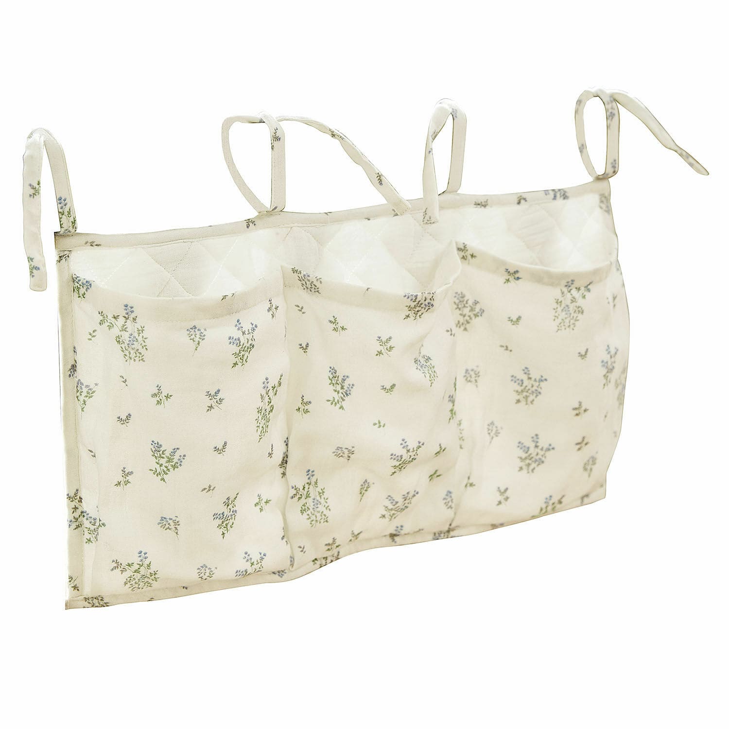Bett-Organizer Nymariel Beiger Stoff-Organizer mit Blumenmuster und Taschen zum Aufhängen, praktischer Stauraum für zu Hause