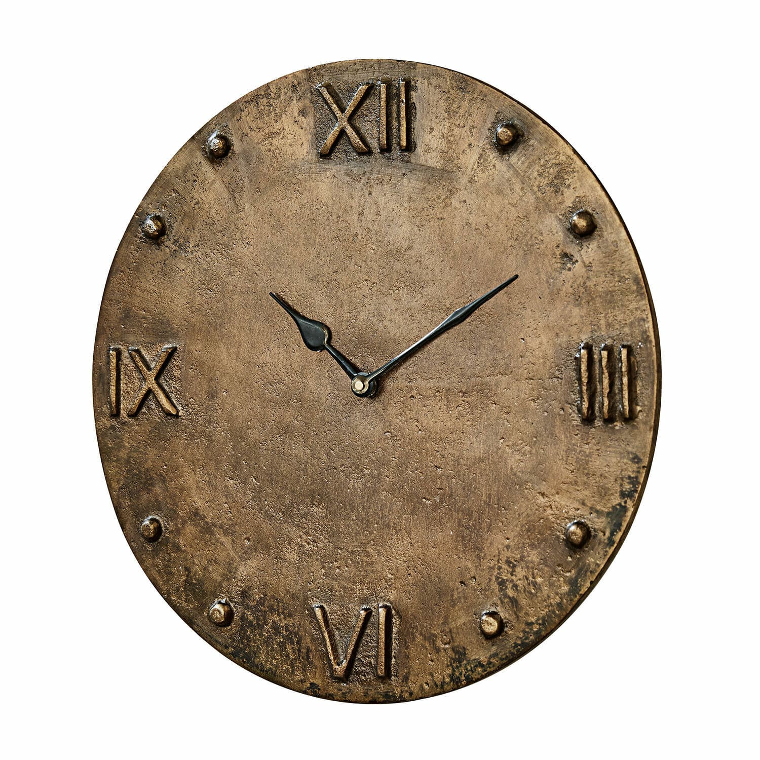 Uhr Kaleens Runde Wanduhr aus Messing im Vintage-Stil mit römischen Zahlen und schwarzen Zeigern