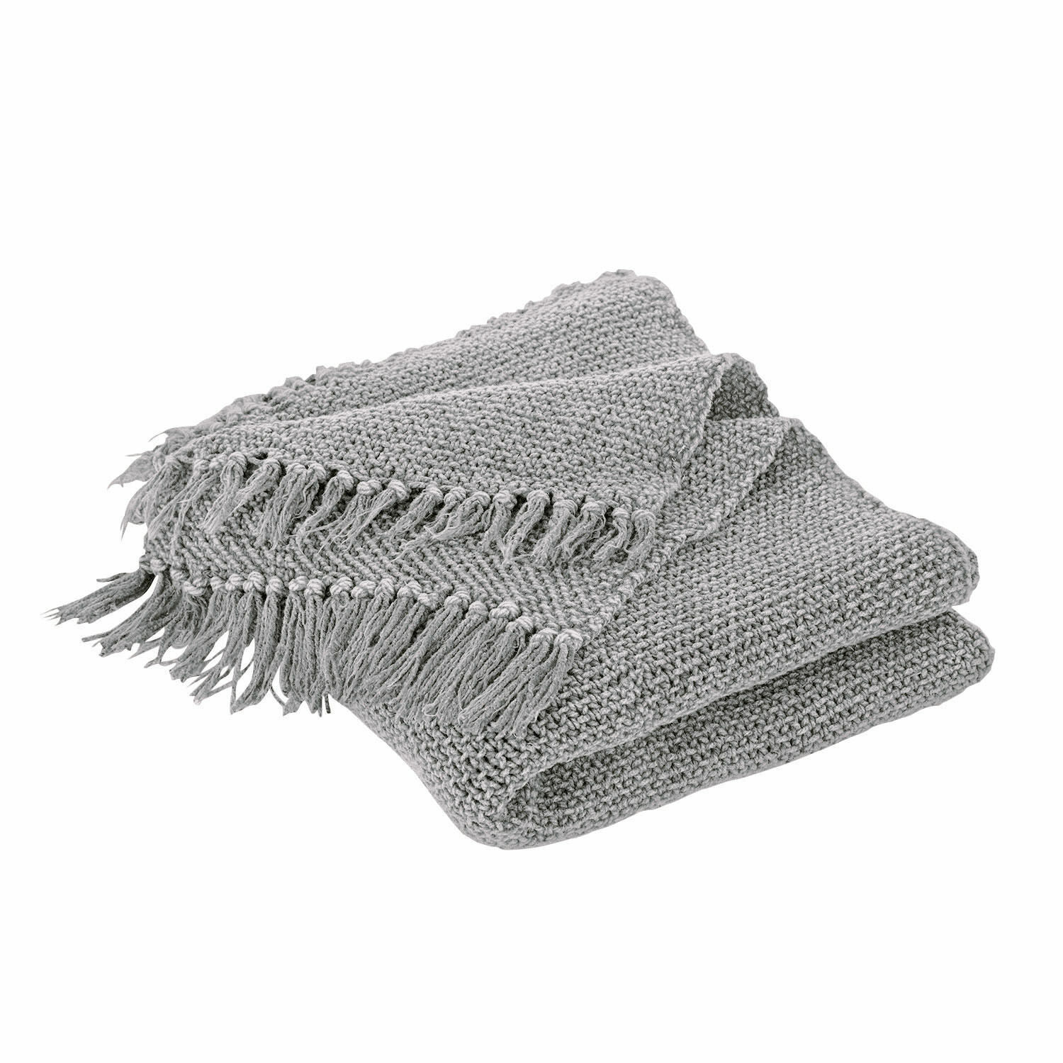 grau Grauer Plaid Kendall aus weichem Material mit Fransen, ideal zum Dekorieren und Wärmen.