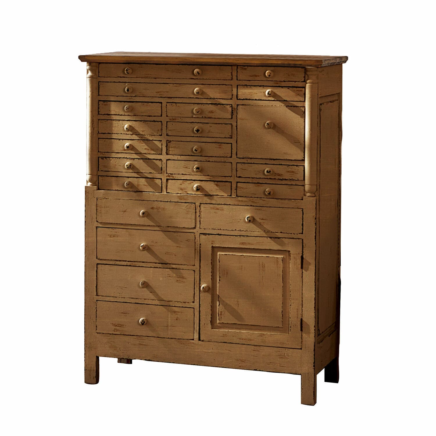Kommode Fairfield aus Holz in Antikbraun mit vielen Schubladen für Stauraum